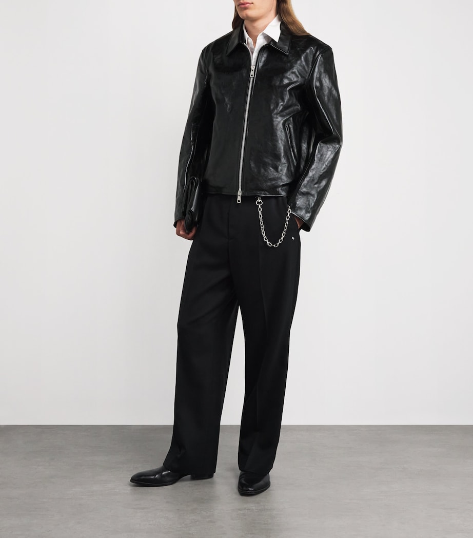 Leather Mini Jacket TOP DYED BLK LTHR Image 2