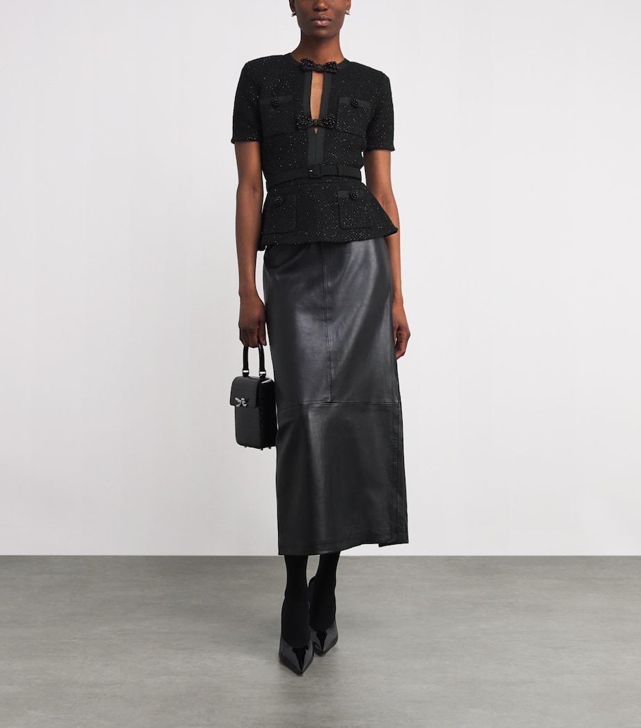 Sequinned Bow-Detail Top BLACK Image 2