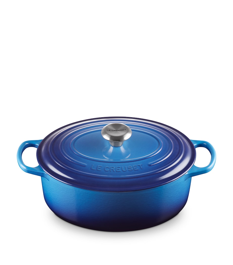 Cast Iron Oval Casserole Dish (29cm) AZURE BLUE Image 1