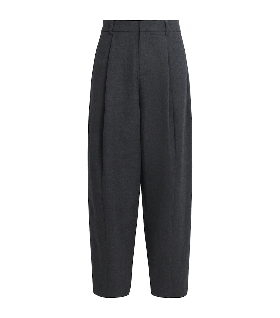 System Mens Wool Pleated Trousers Black Grey Image 1