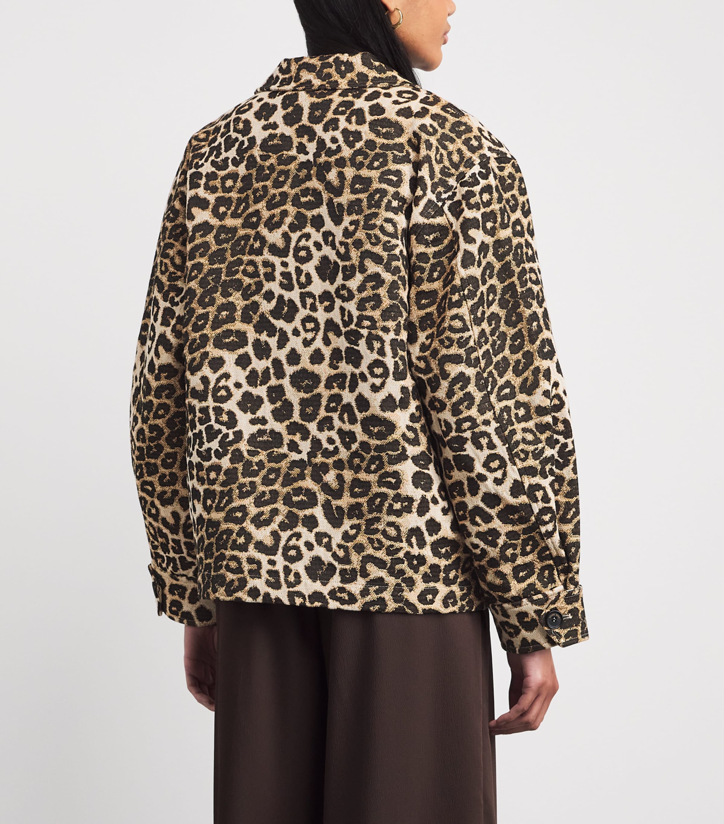 ANINE BING Womens Cotton-Blend Flynn Jacket Leopard Image 5