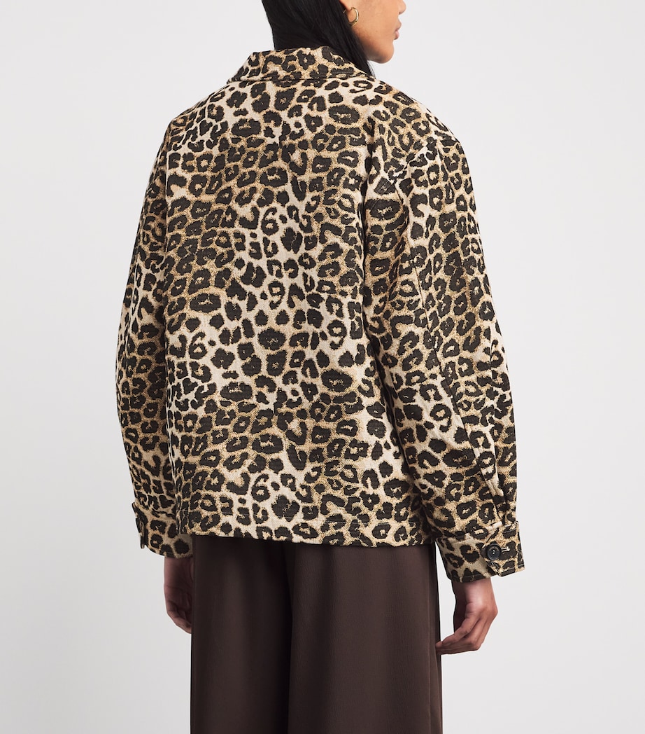 ANINE BING Womens Cotton-Blend Flynn Jacket Leopard Image 5