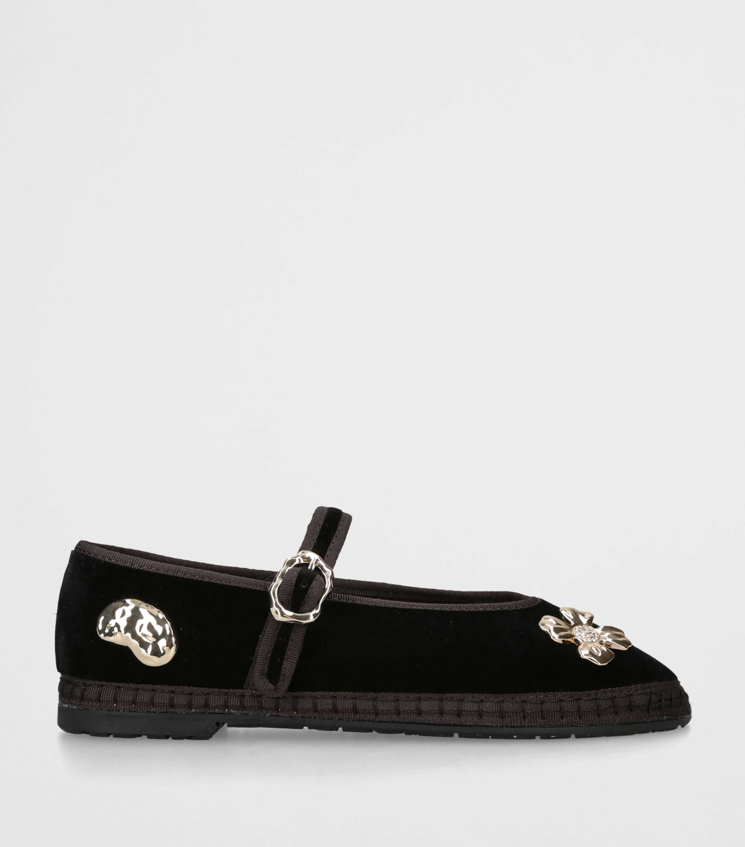 Flabelus Velvet Mae Pierre Mary Jane Flats Black Image 2