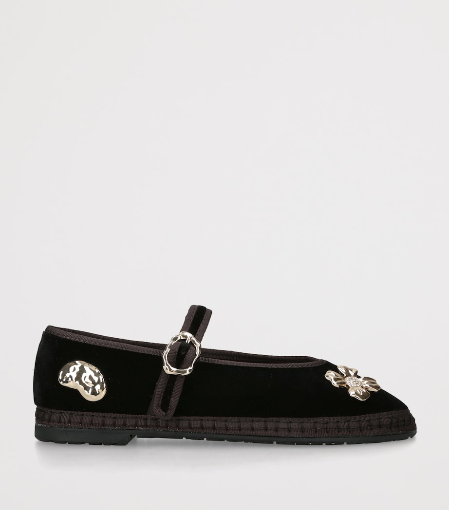 Flabelus Velvet Mae Pierre Mary Jane Flats Black Image 2