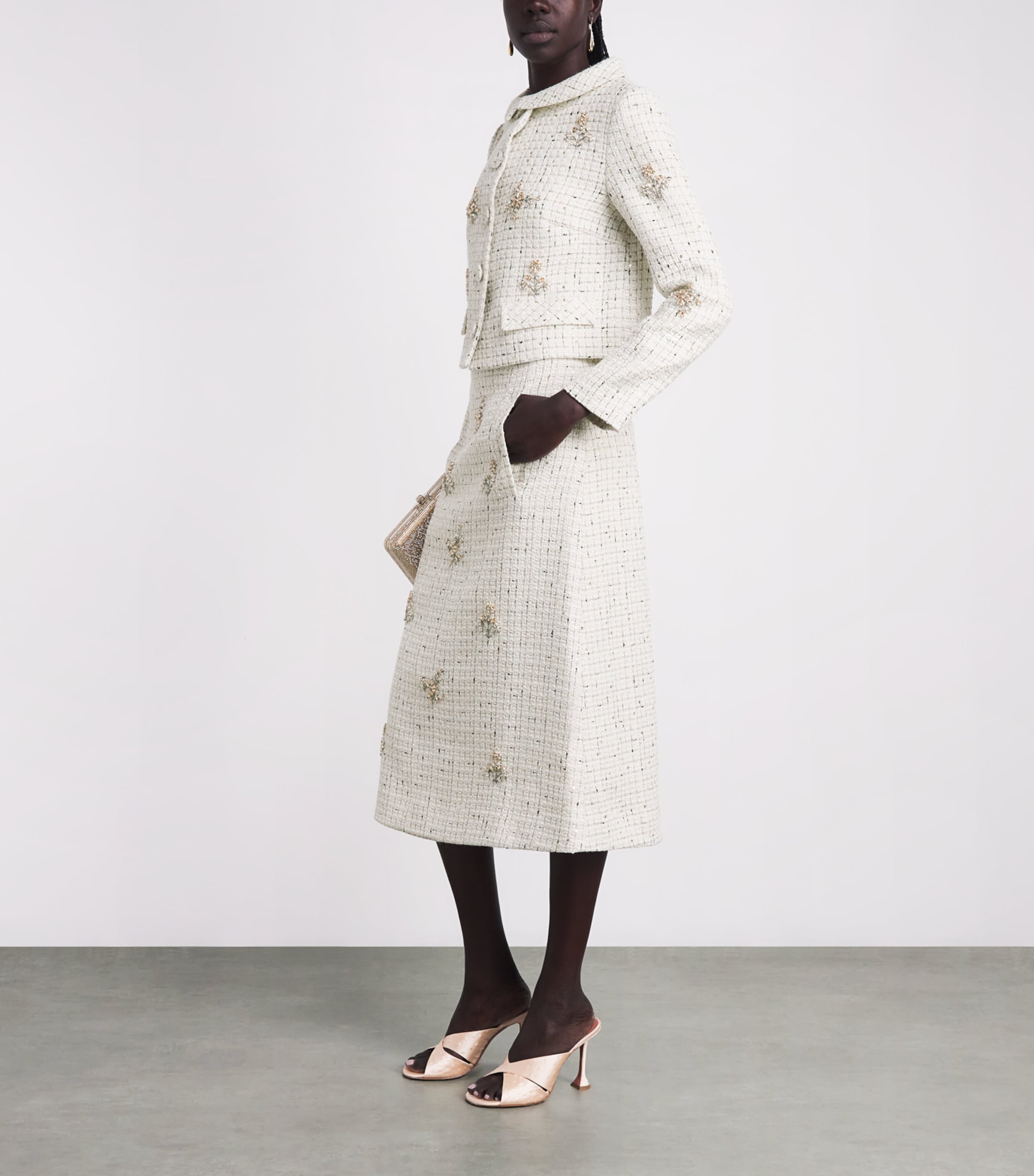 Huishan Zhang Womens Tweed Coco Jacket White Image 2