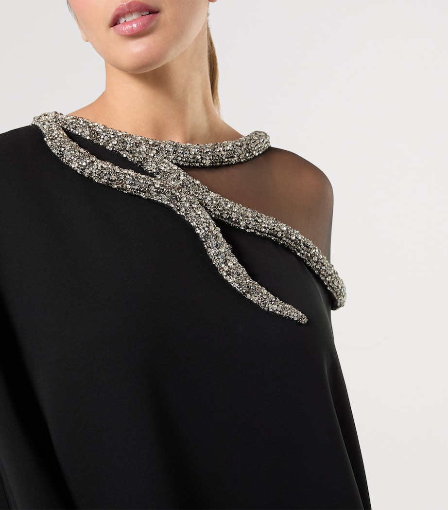 Marina Rinaldi Womens x Tony Ward Embellished-Neck Maxi Dress Black Image 5