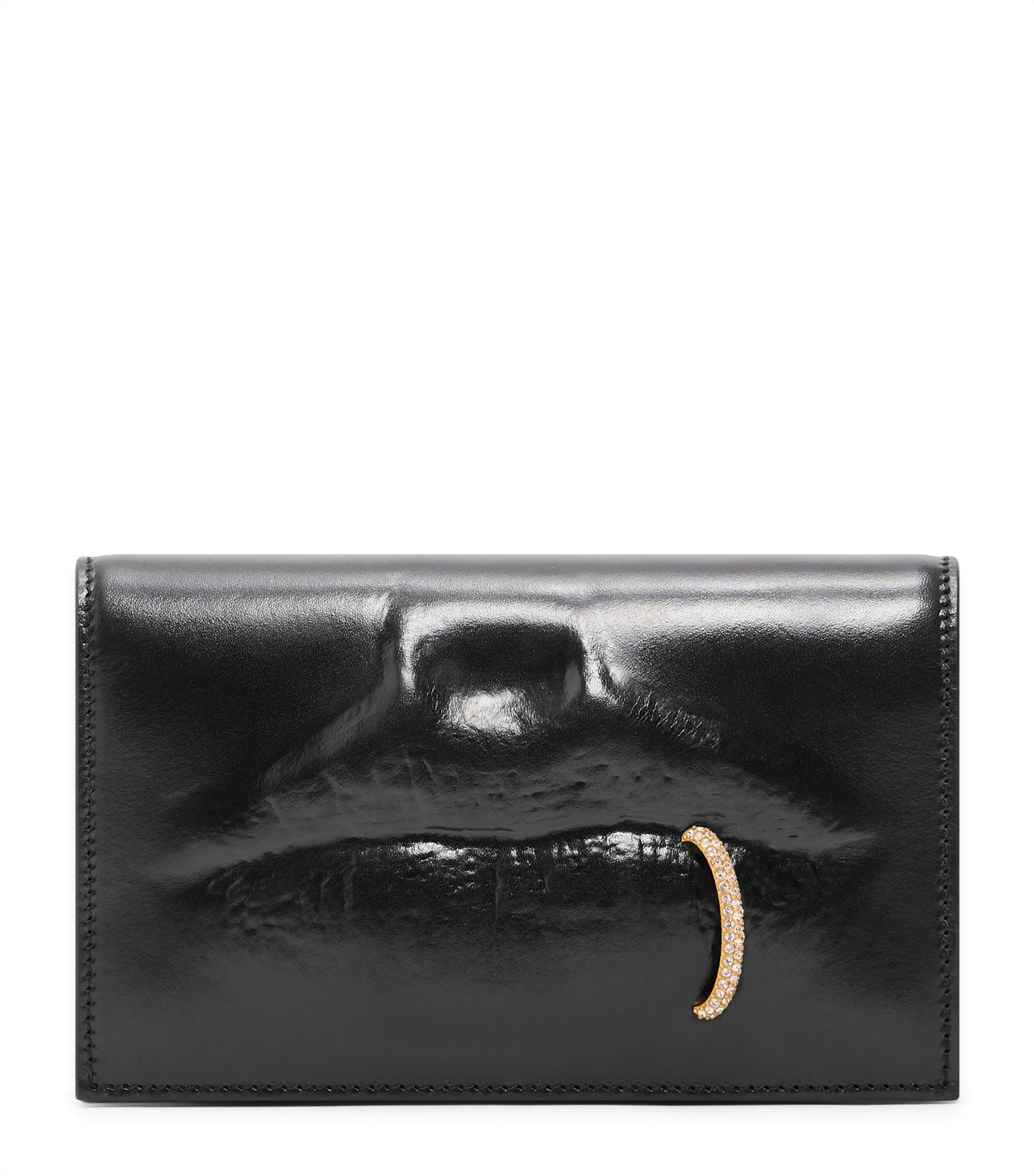 Leather Moulded Mouth Clutch Bag 999 BLACK Image 1