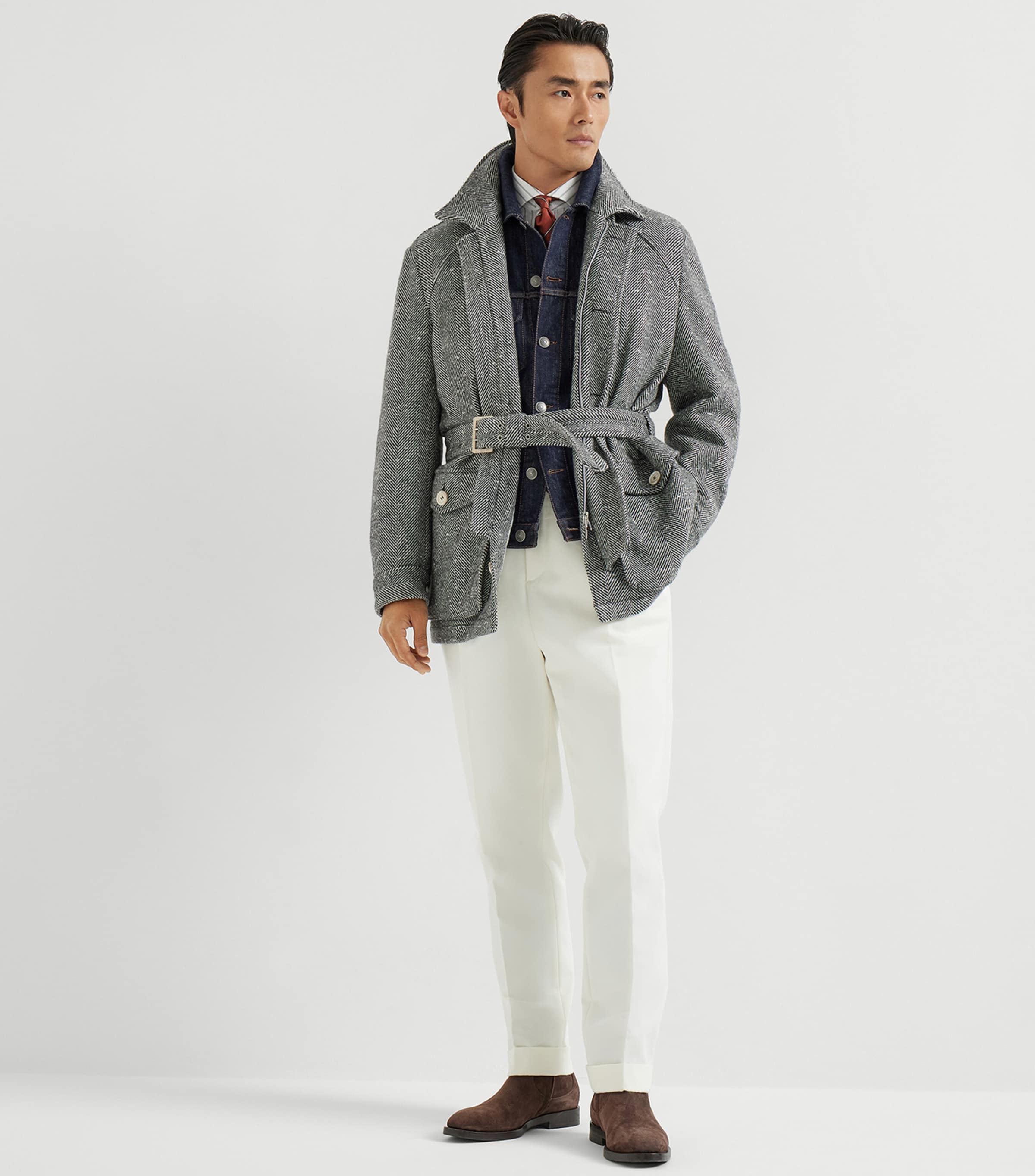 Cashmere Herringbone Safari Jacket CJM22 Image 2