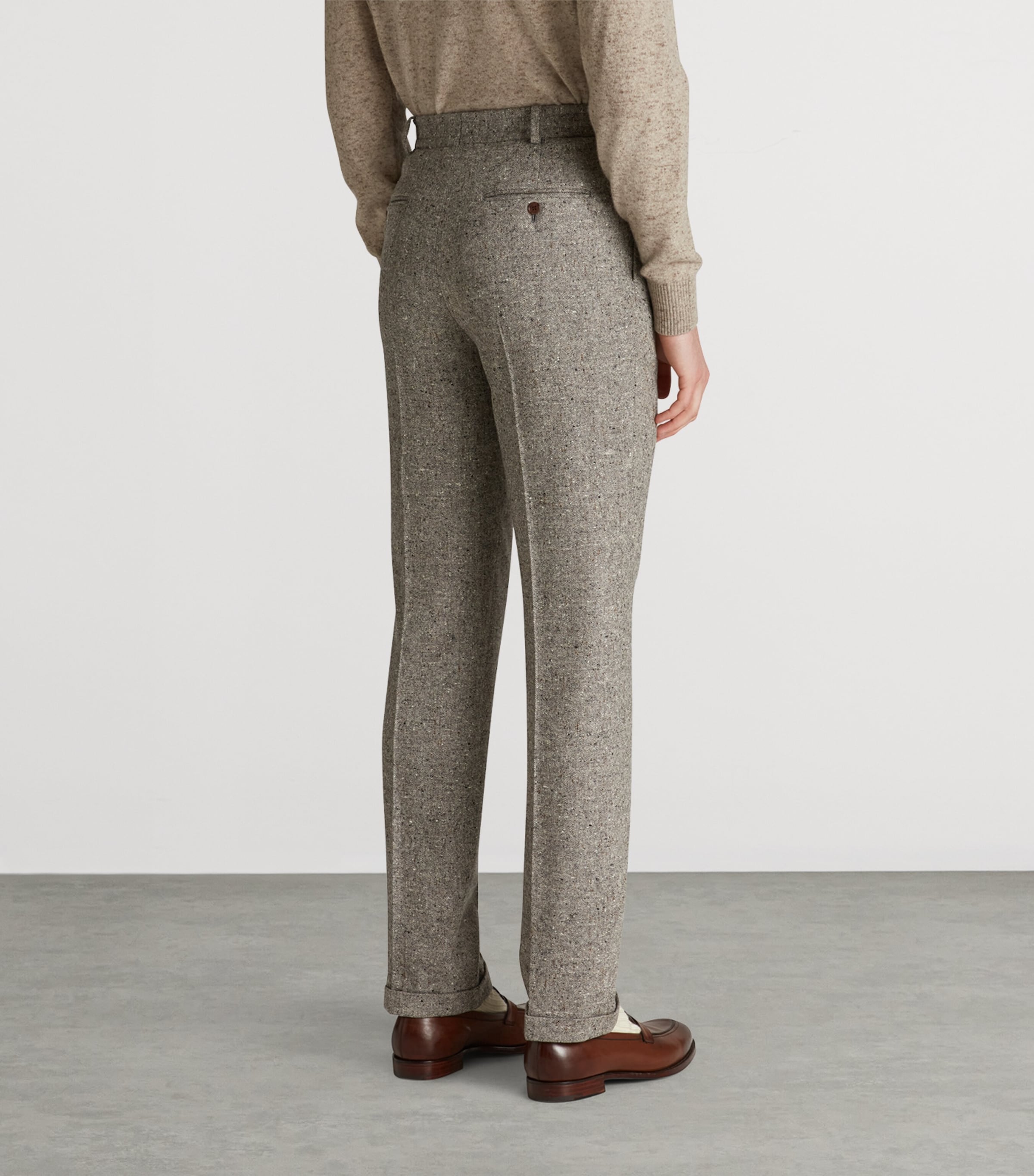 Wool Tweed Donegal Travel Trousers 086OATMEAL GREY Image 4