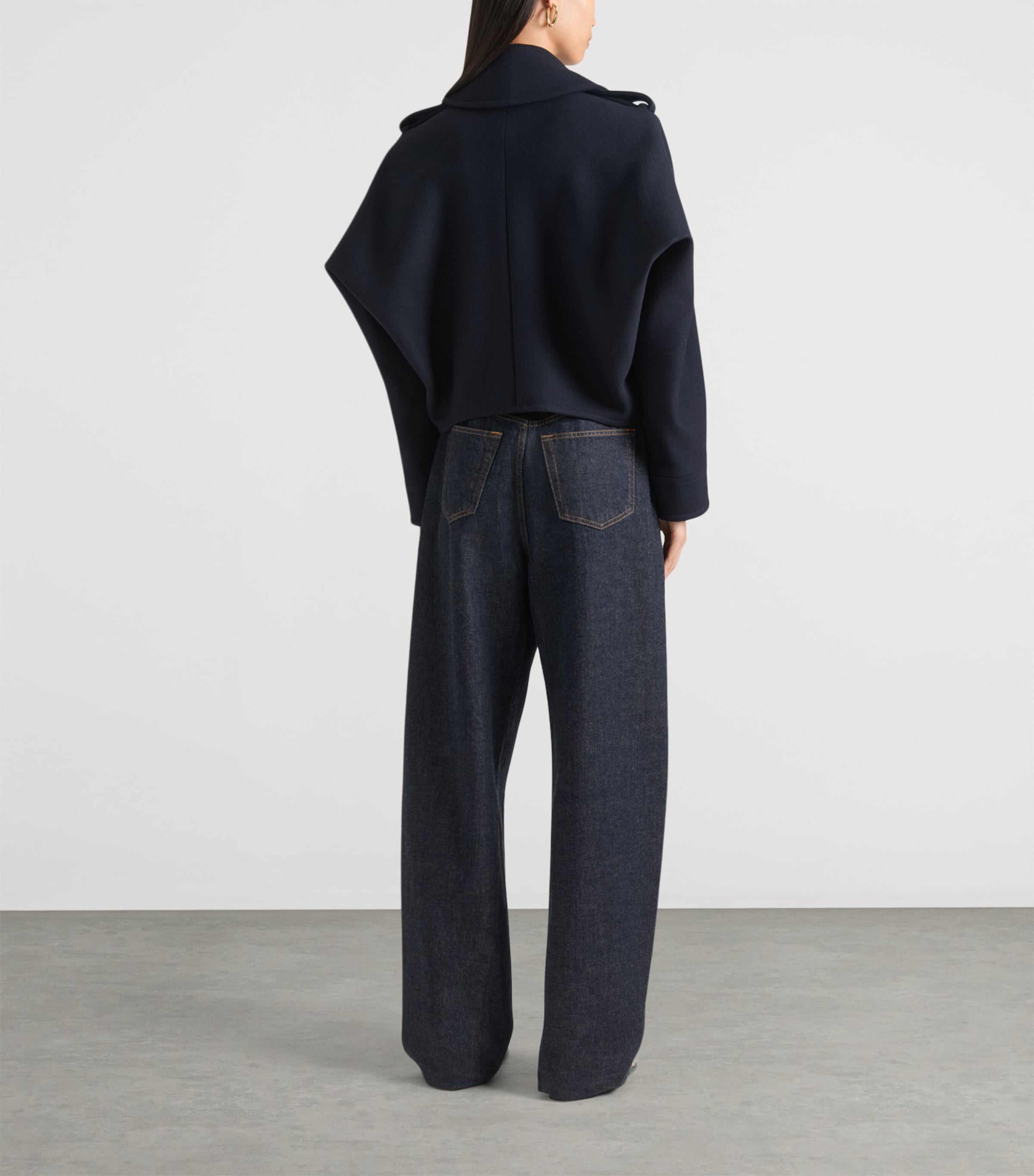 Wool Double-Breasted Pea Coat DARK NAVY Image 3