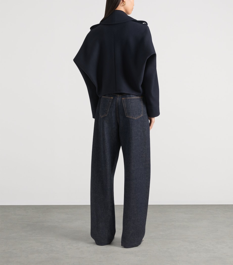 Wool Double-Breasted Pea Coat DARK NAVY Image 3