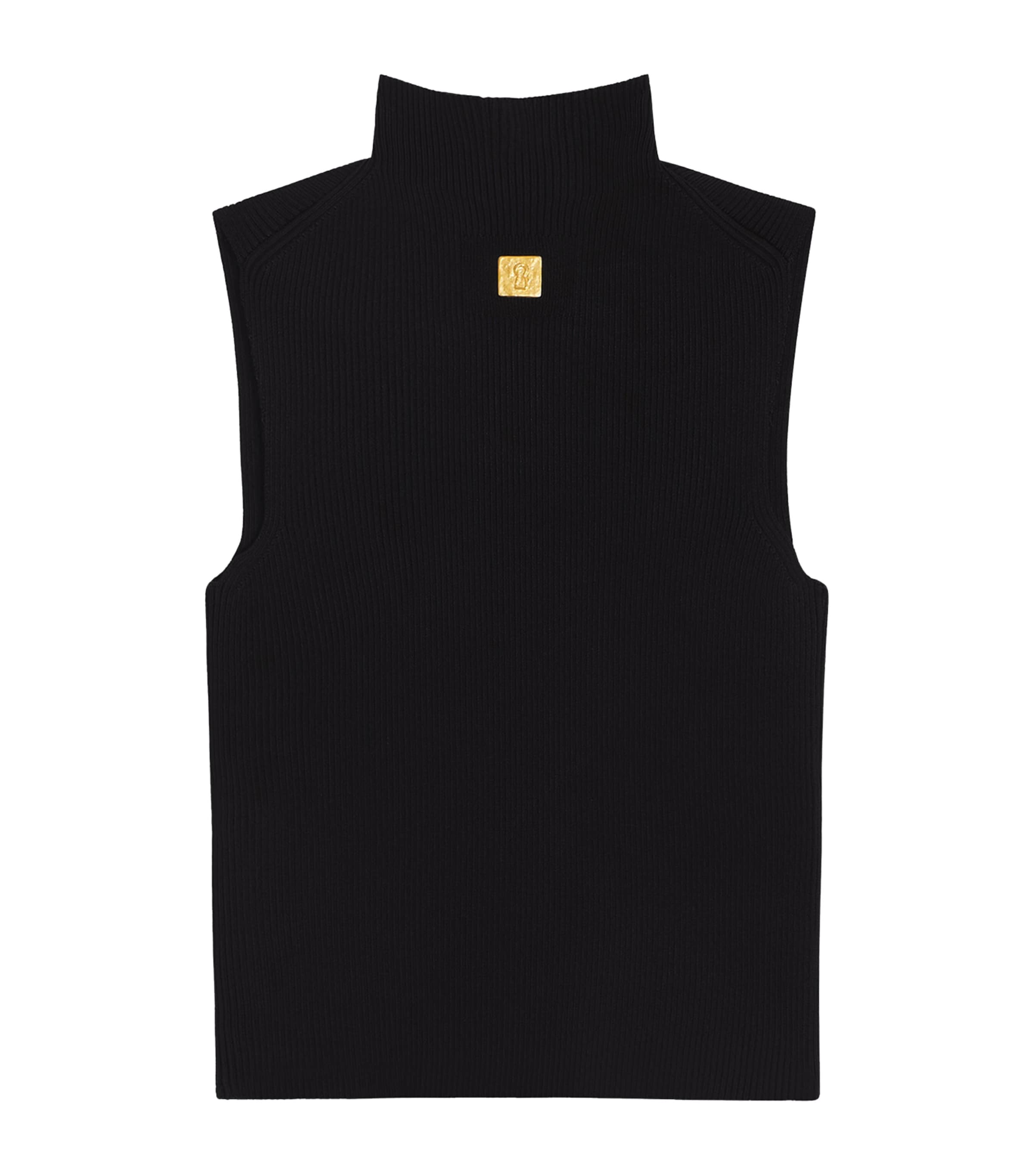Schiaparelli Womens Keyhole Sleeveless Sweater Black Image 4