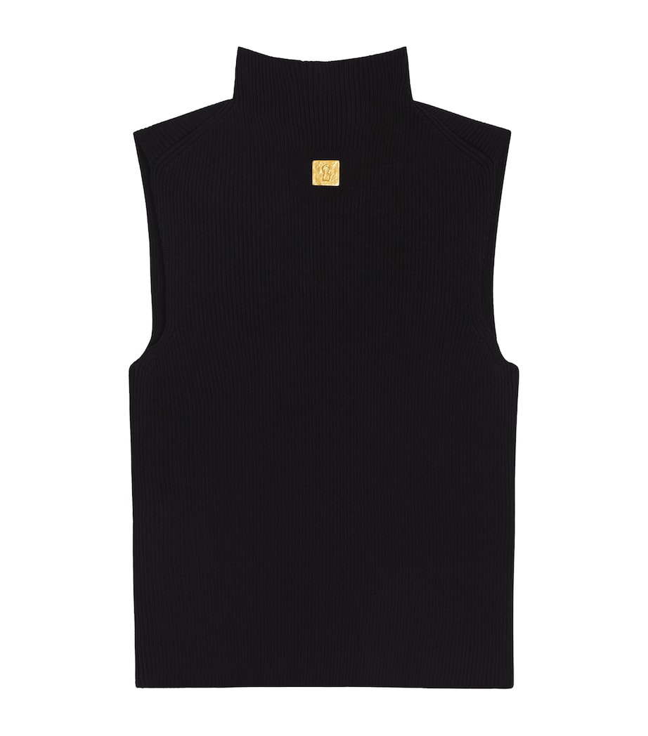 Schiaparelli Womens Keyhole Sleeveless Sweater Black Image 4
