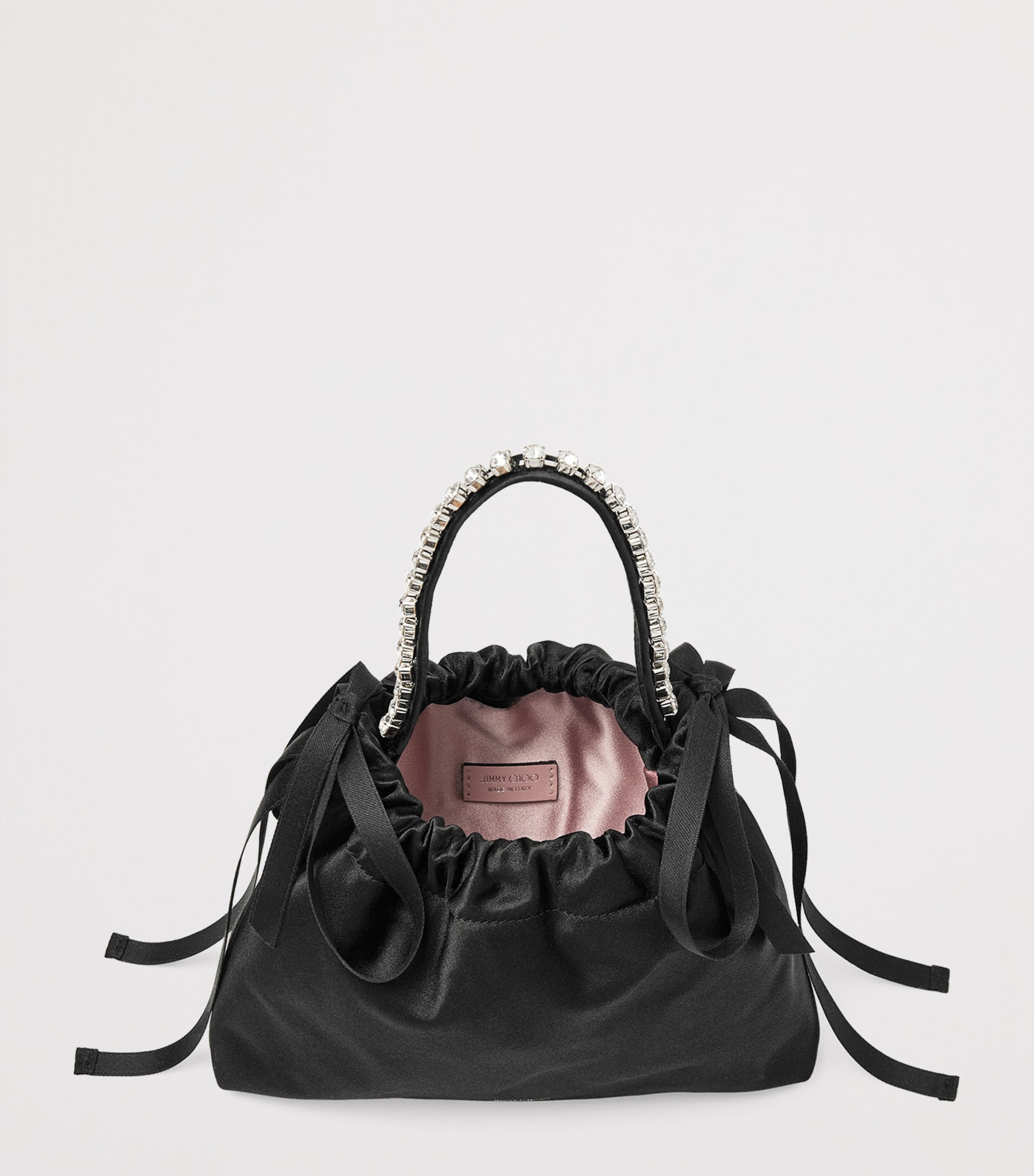 Mini Satin Bow-Detail Drawstring Bag BLACK/BLACK/SILVER Image 5