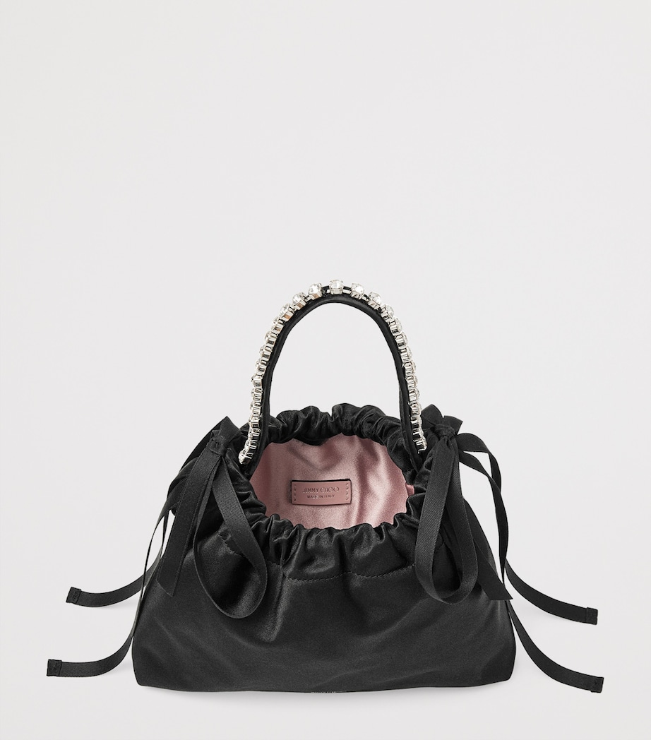 Mini Satin Bow-Detail Drawstring Bag BLACK/BLACK/SILVER Image 5