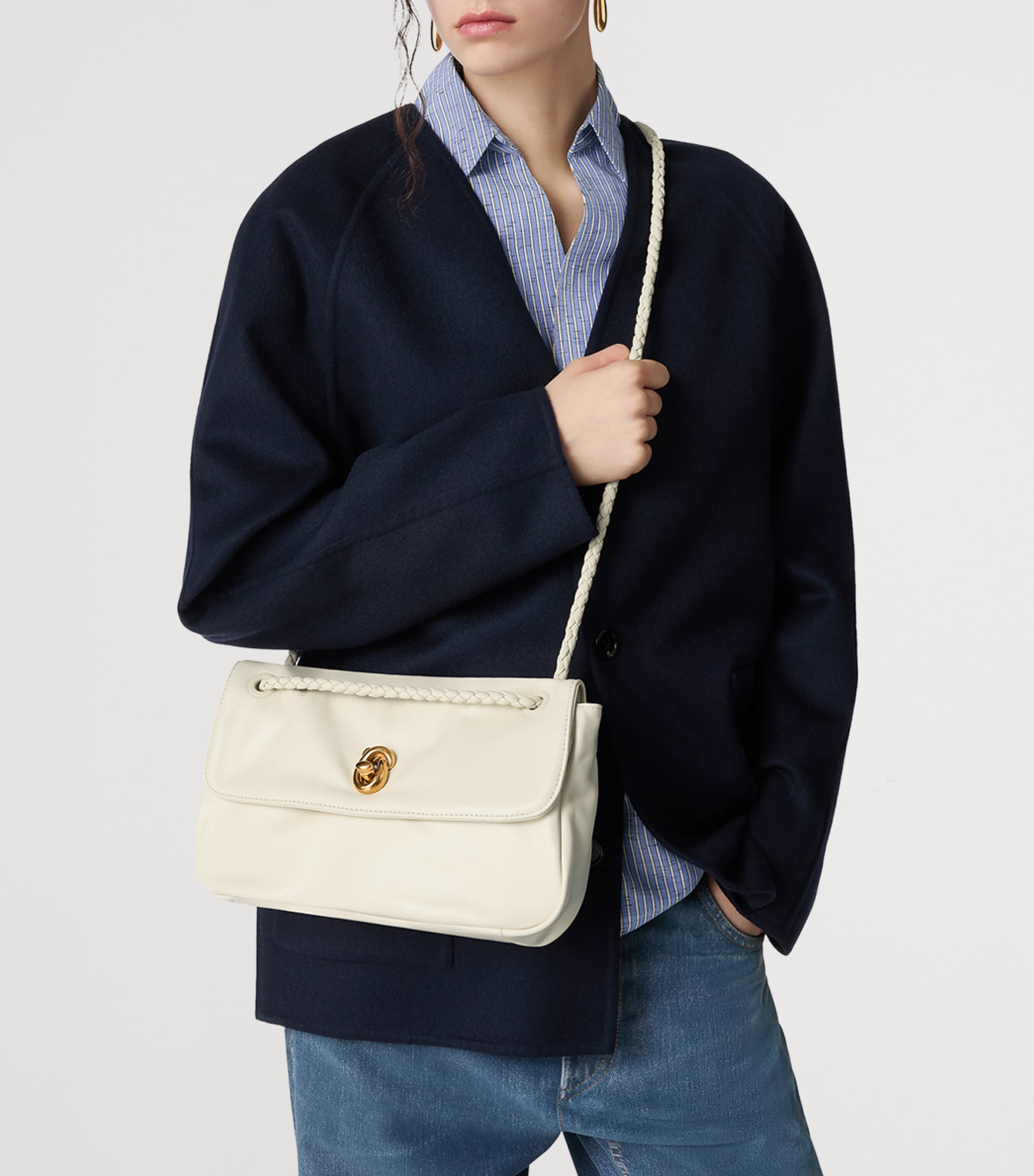Bottega Veneta White Leather Madison Cross-Body Bag | Harrods US