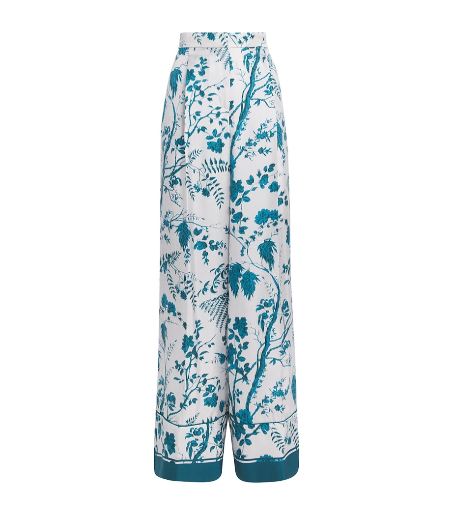 Erdem Womens Silk Printed Pyjama Trousers Wld Frn Btncl Drm Bl Image 1