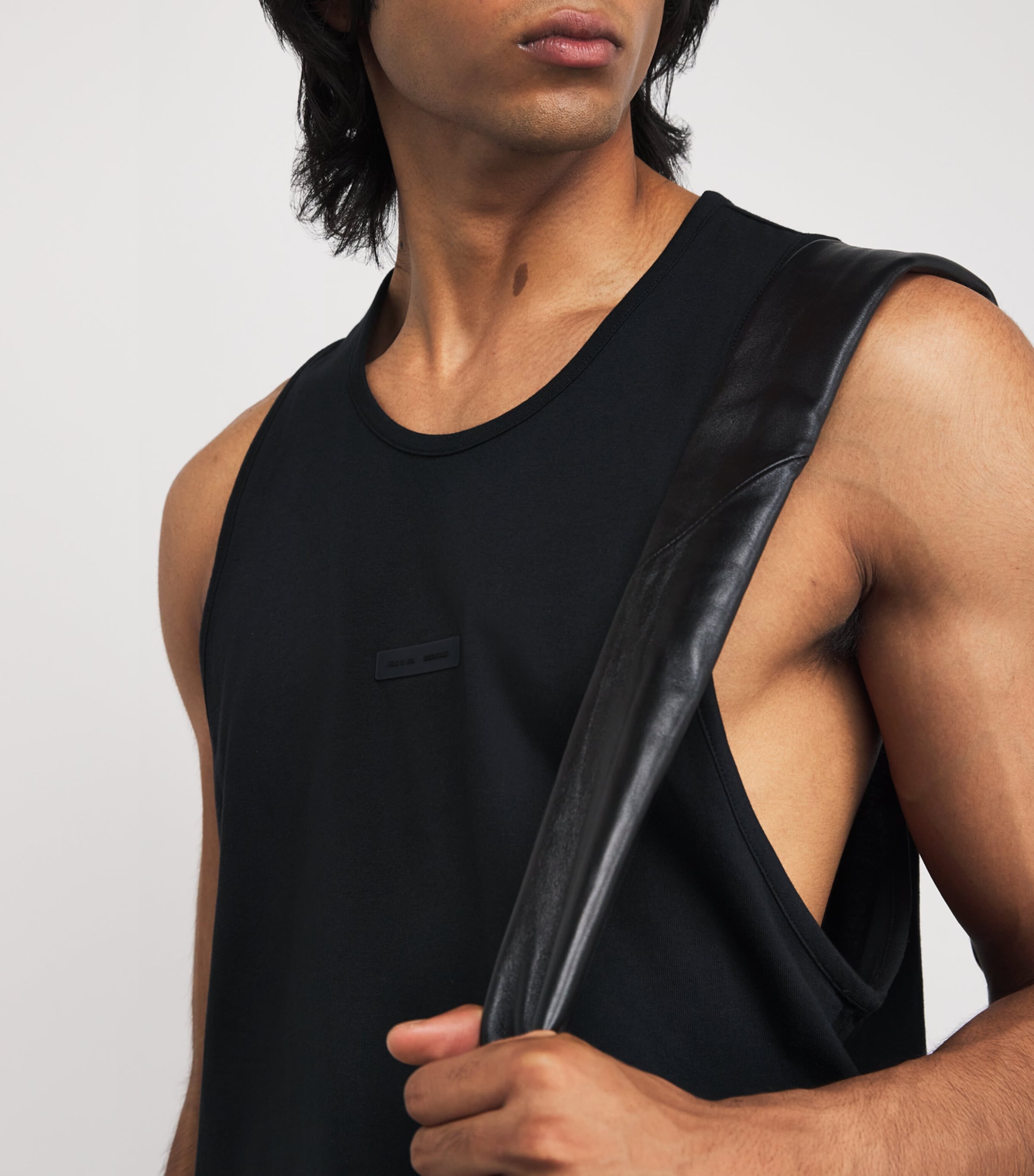 Cotton Oversized Logo Tank Top JET BLACK Image 6