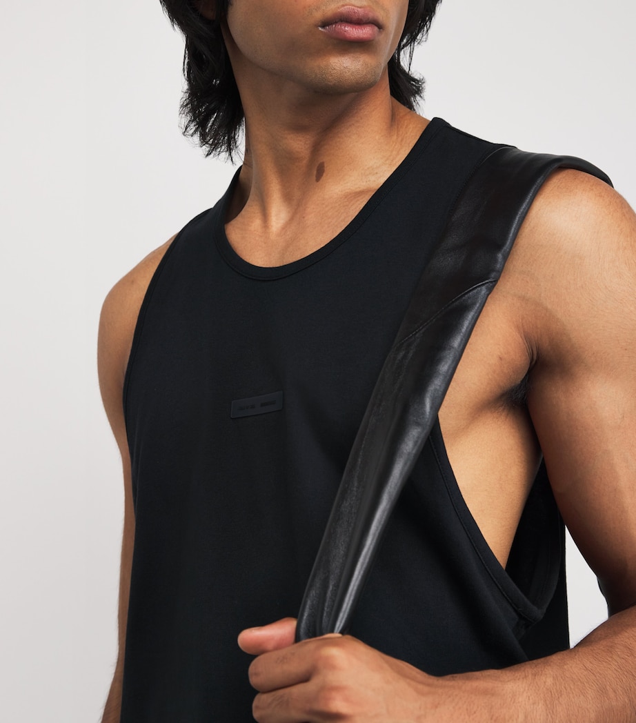 Cotton Oversized Logo Tank Top JET BLACK Image 6