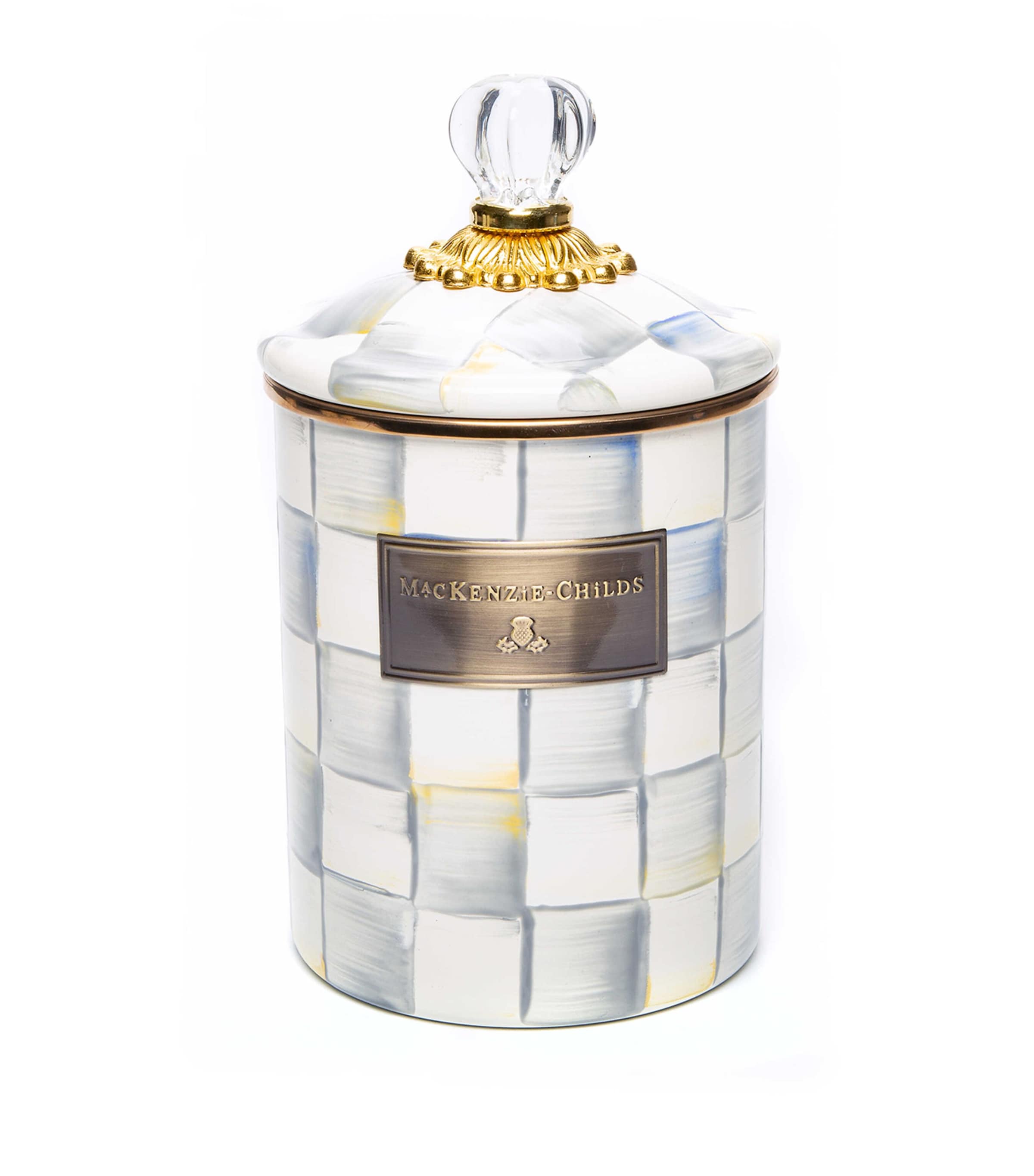 Medium Sterling Check Canister (21.5cm) SILVER Image 3