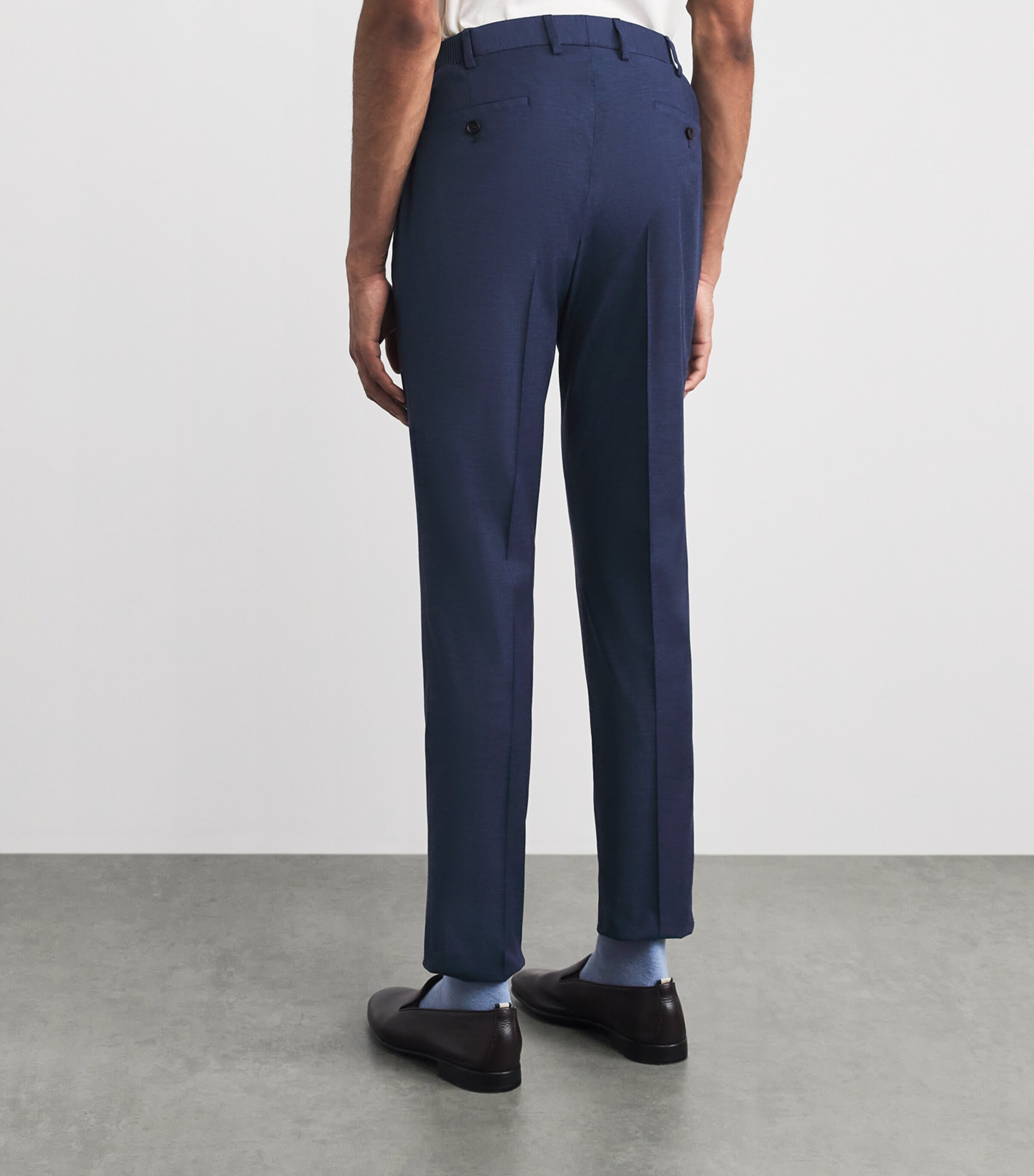 Pal Zileri Mens Wool-Blend Slim Trousers Blue Navy Image 5