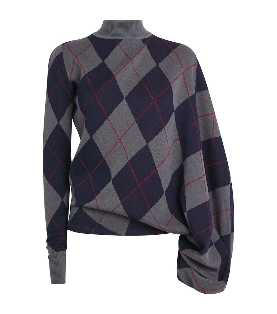 Merino Wool Argyle Sweater NAVY / GREY Image 1