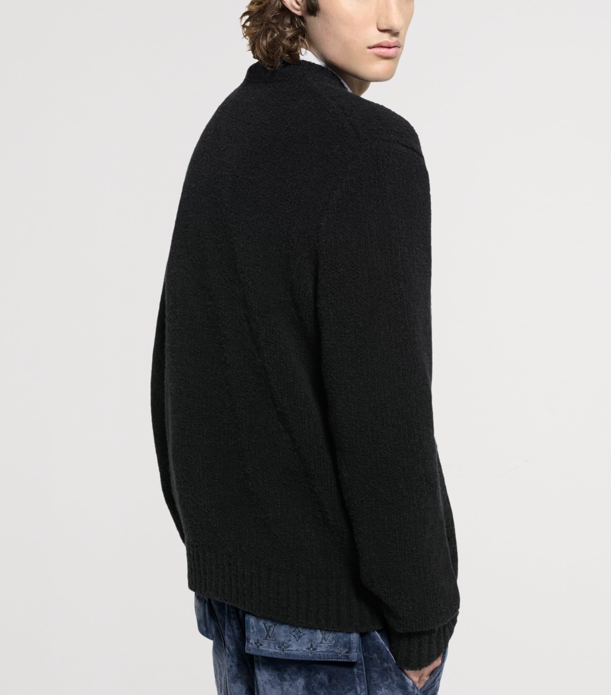 Wool-Blend Logo Cardigan BLACK Image 3