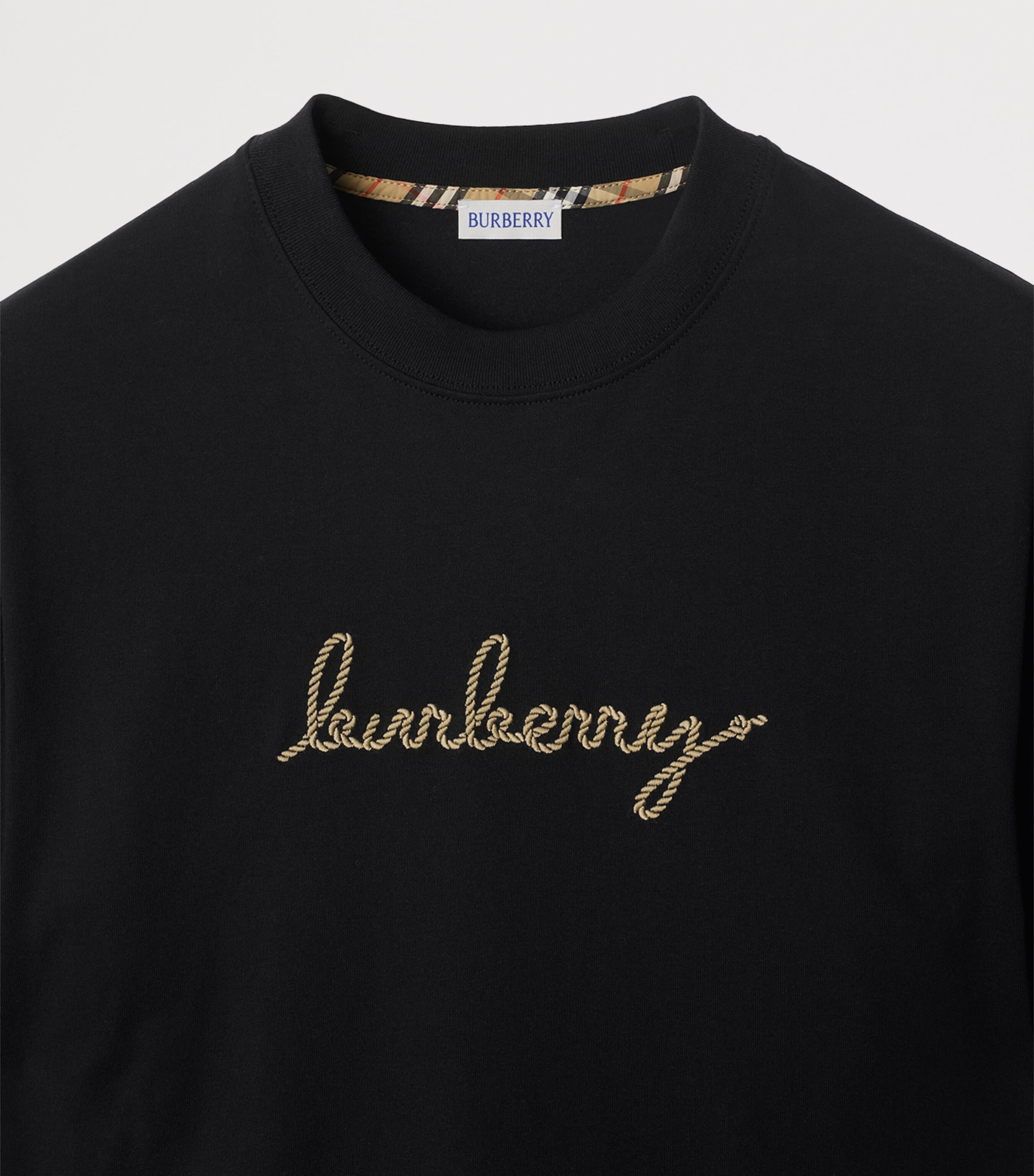 Cotton Embroidered T-Shirt BLACK Image 5