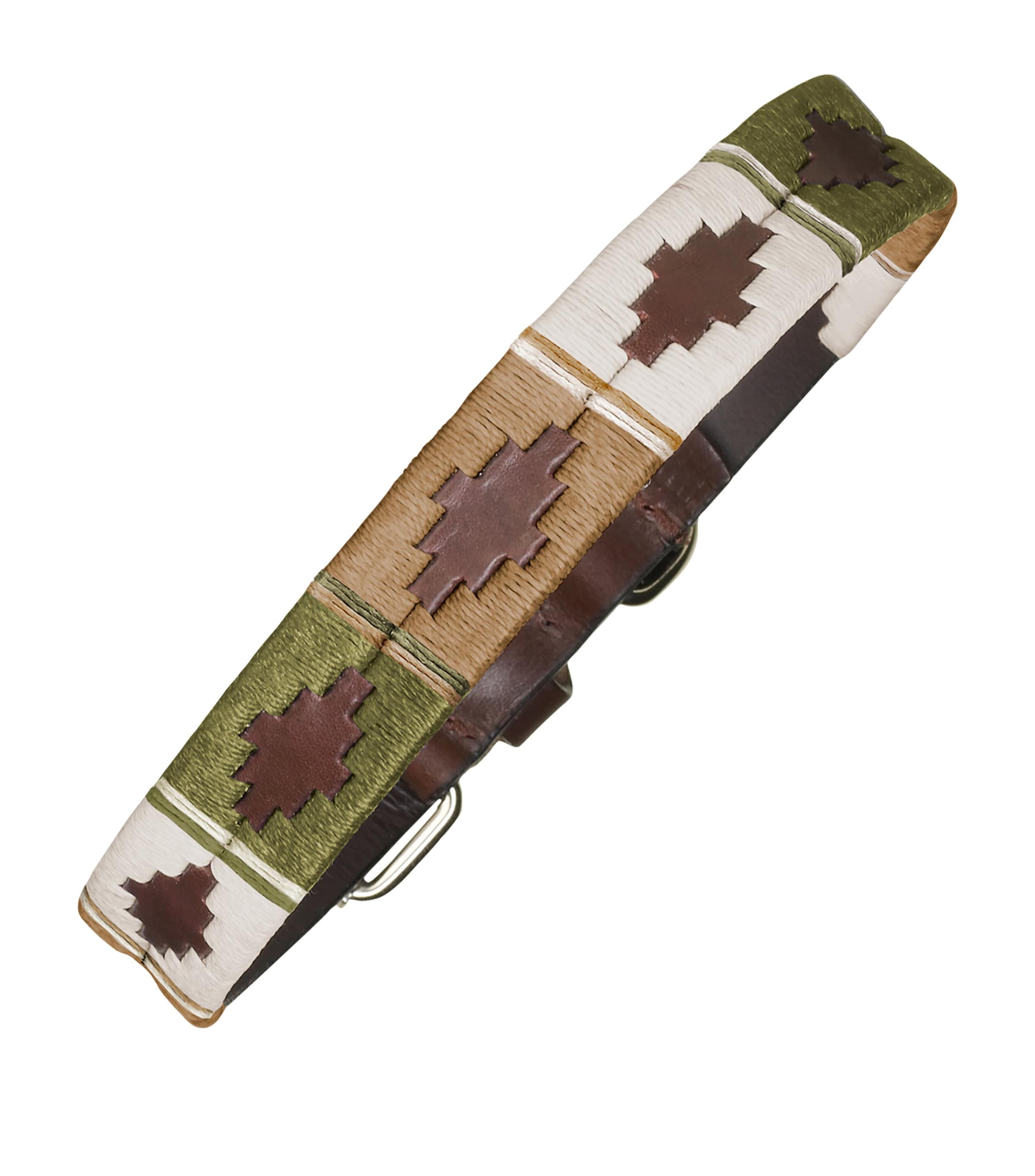 PAMPEANO Leather Explorar Dog Collar (Large) Cream Brown Green