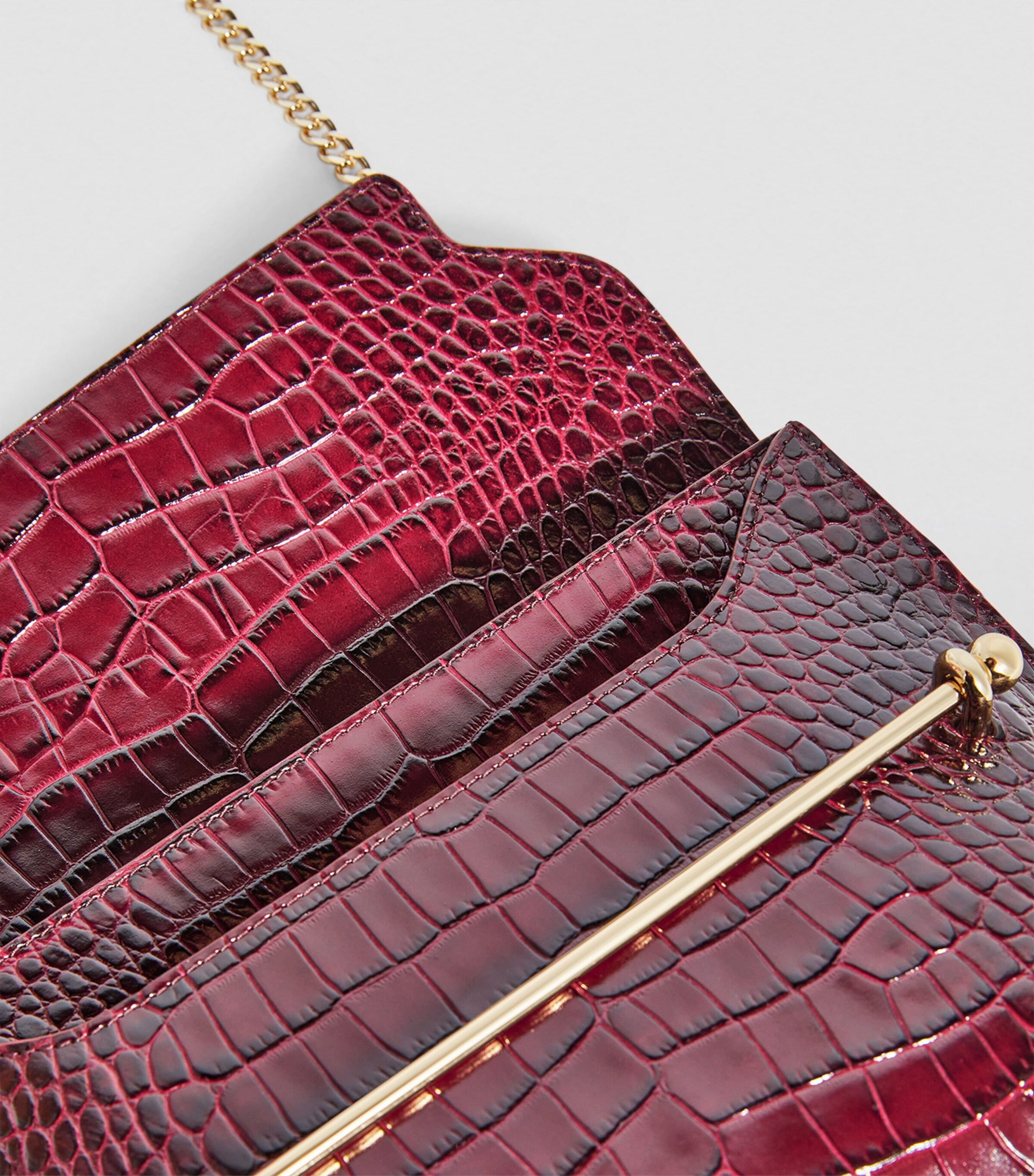 Strathberry Burgundy Croc-Embossed Leather Stylist Clutch Bag | Harrods UK