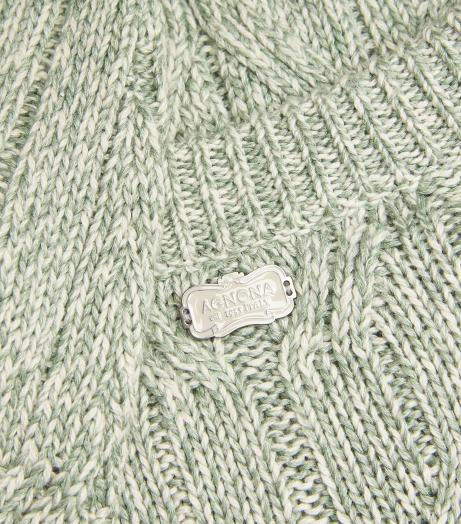 Cashmere-Silk-Blend Cable-Knit Sweater E37 SAGE Image 5