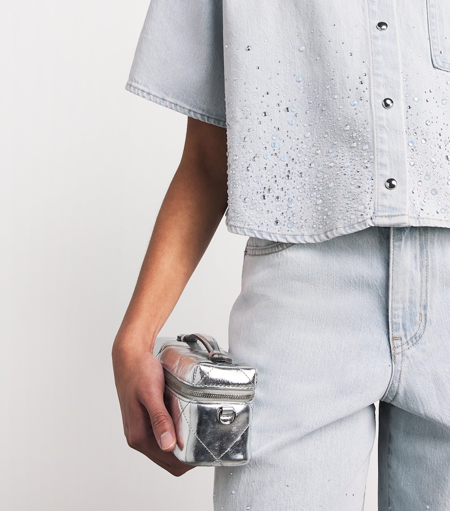 Maje Womens Embellished Denim Shirt Blue Sky Image 3