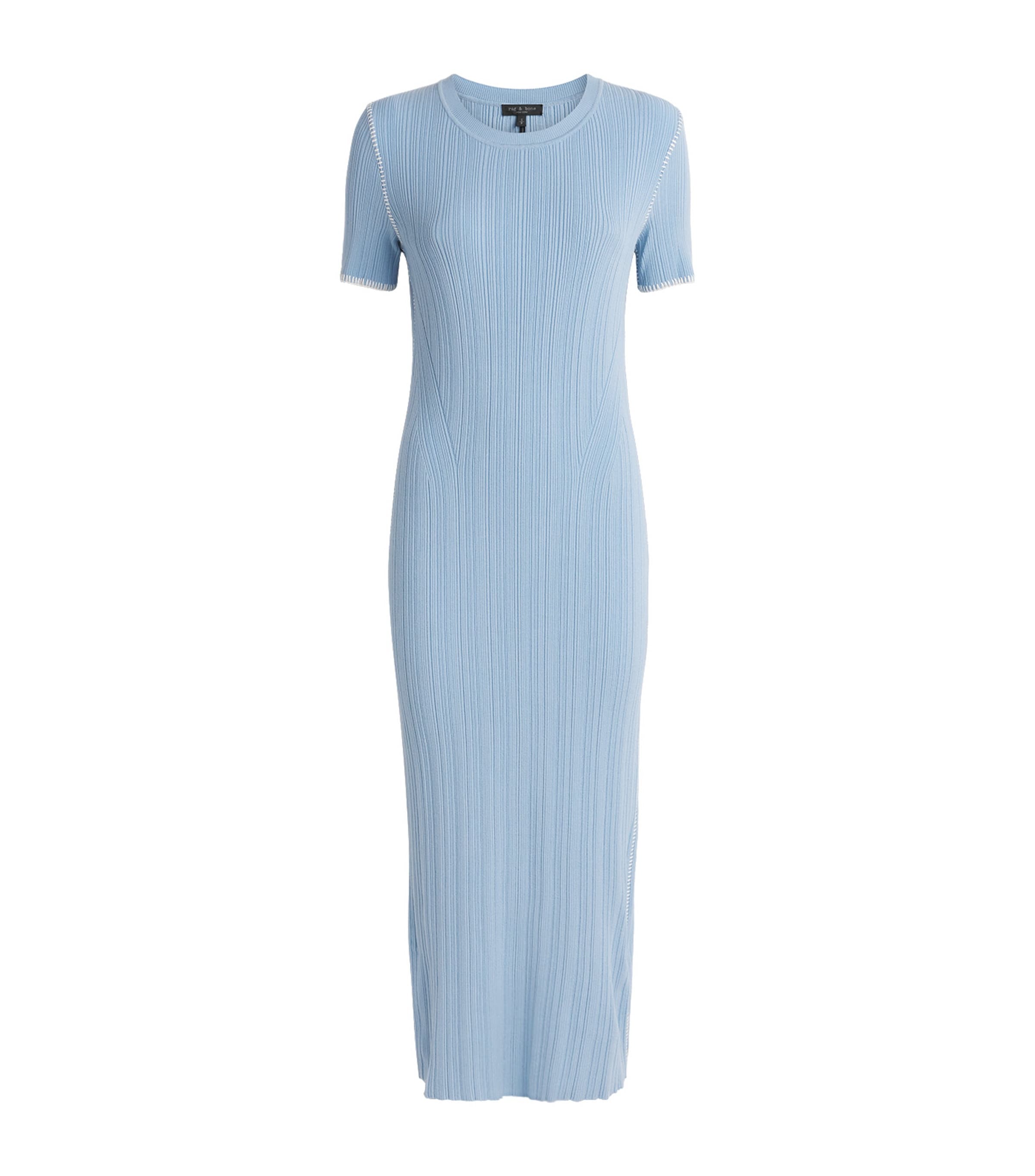 Rag & Bone Womens Ribbed Harper Midi Dress Sky Image 1