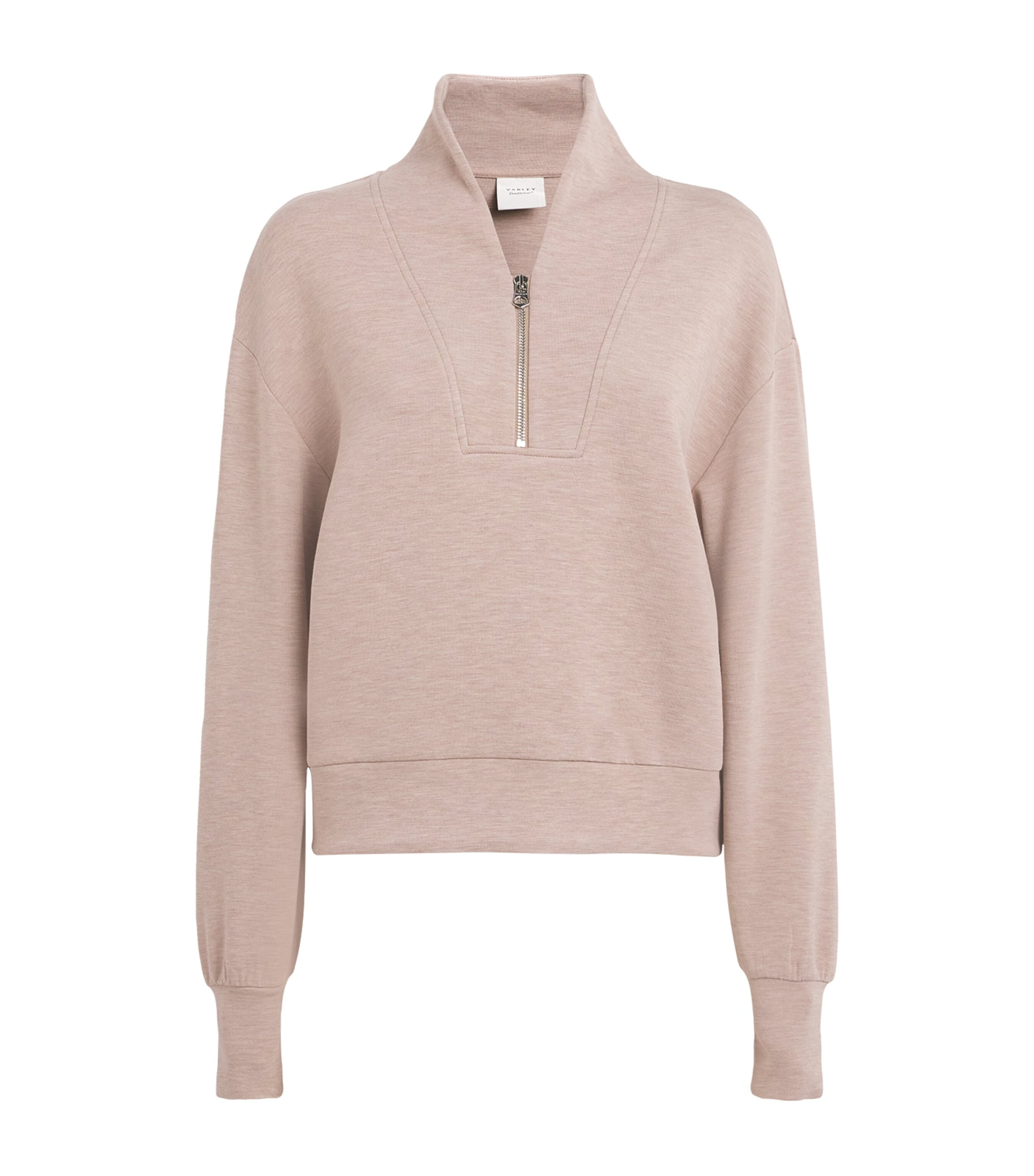 Varley Doublesoft Davidson Quarter-zip Sweatshirt In Brown
