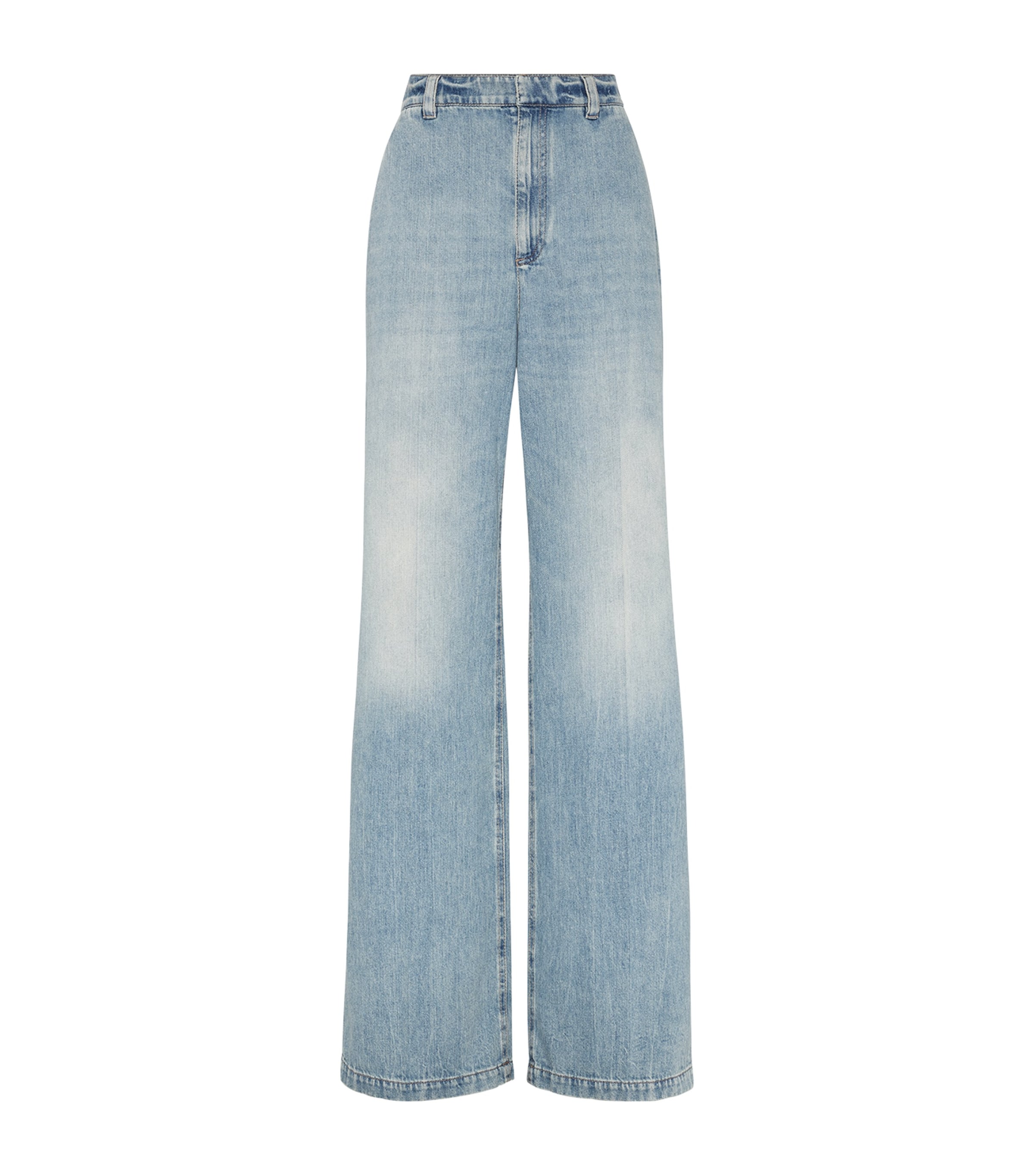 Brunello Cucinelli Monili-trim Low-rise Wide-leg Jeans In Blue