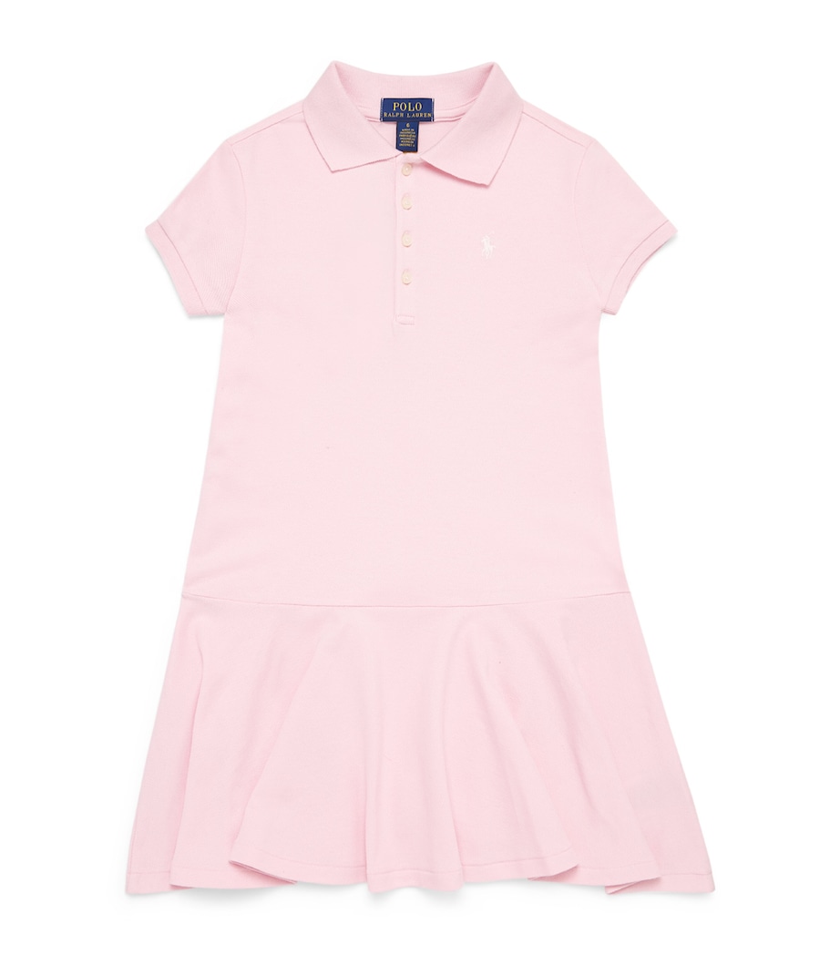 Stretch-Mesh Polo Dress (7-14 Years) HINT OF PINK W WHITE Image 1