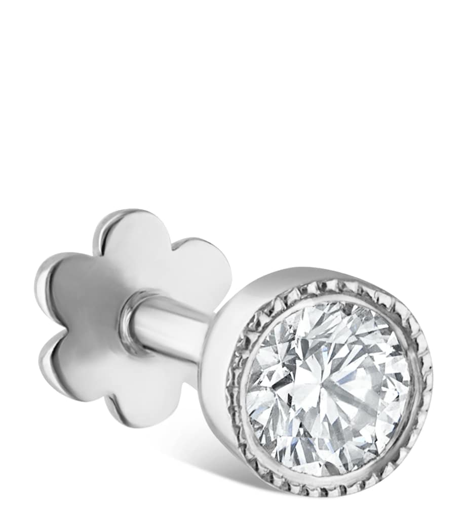 Scalloped Set Diamond Threaded Single Stud Earring (2.5mm) WHITE GOLD Image 1