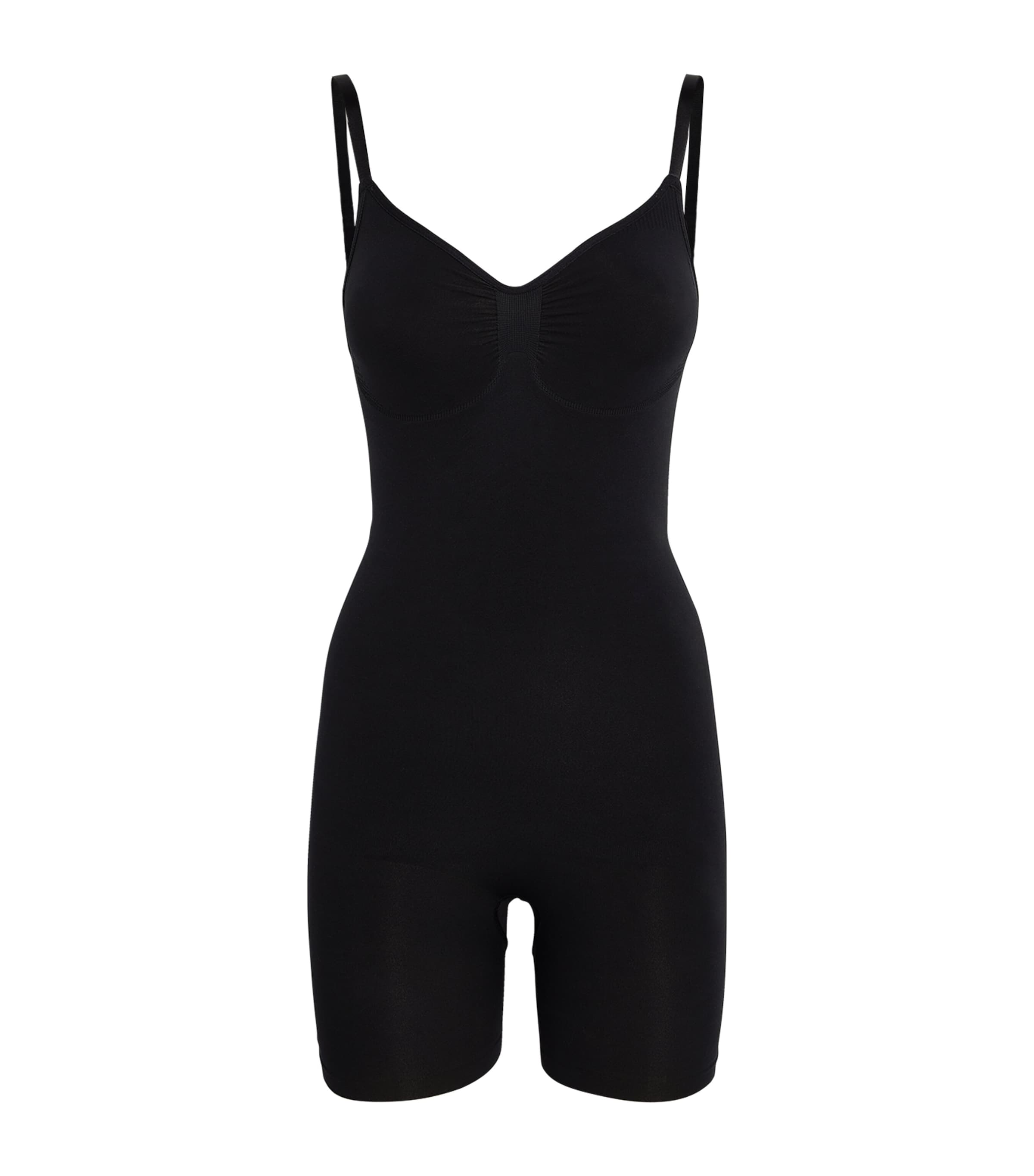 Shop Skims Seamless Sculpt Mid-thigh Bodysuit In Black