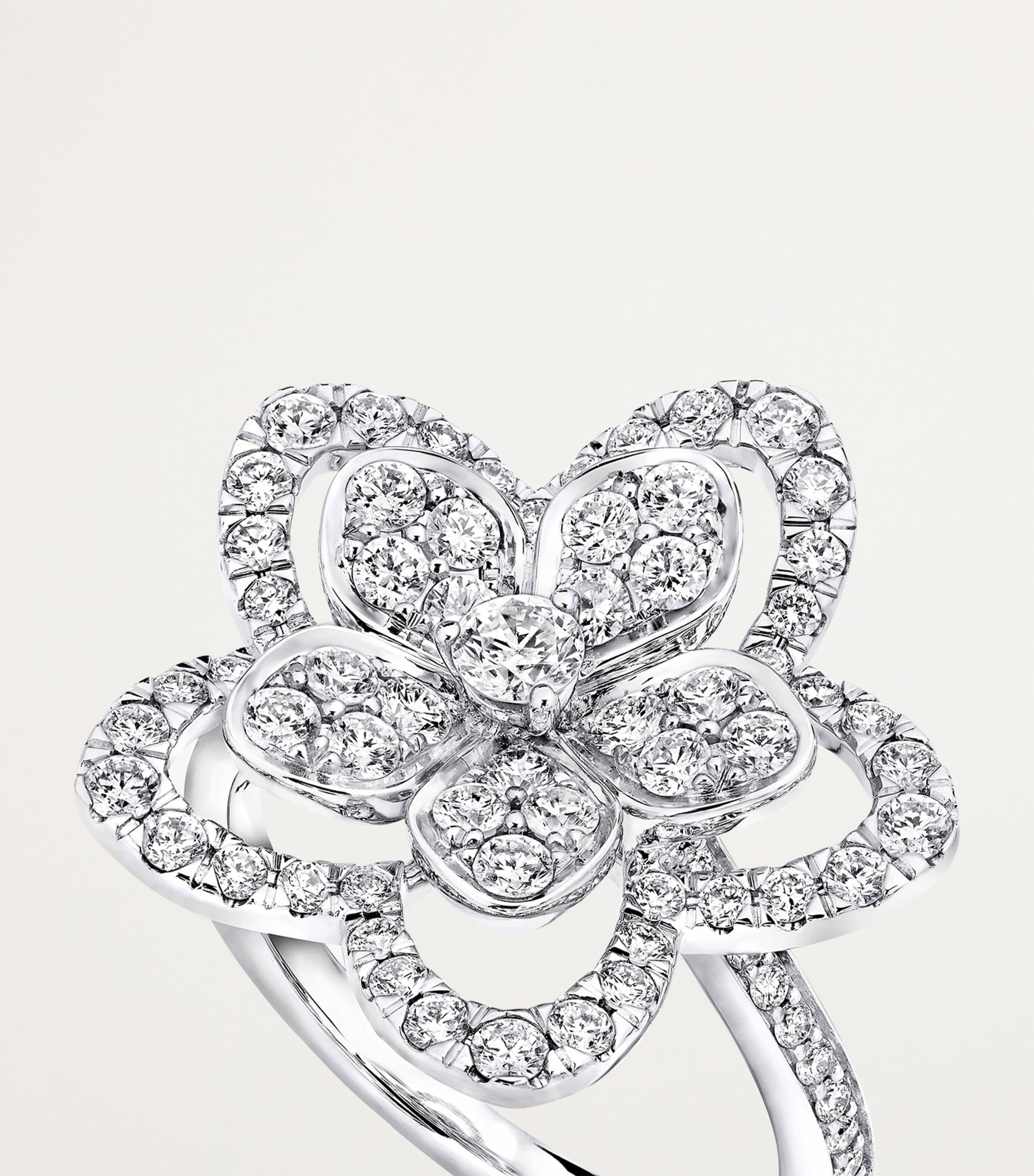 White Gold and Diamond Wild Flower Ring WHITE GOLD Image 5