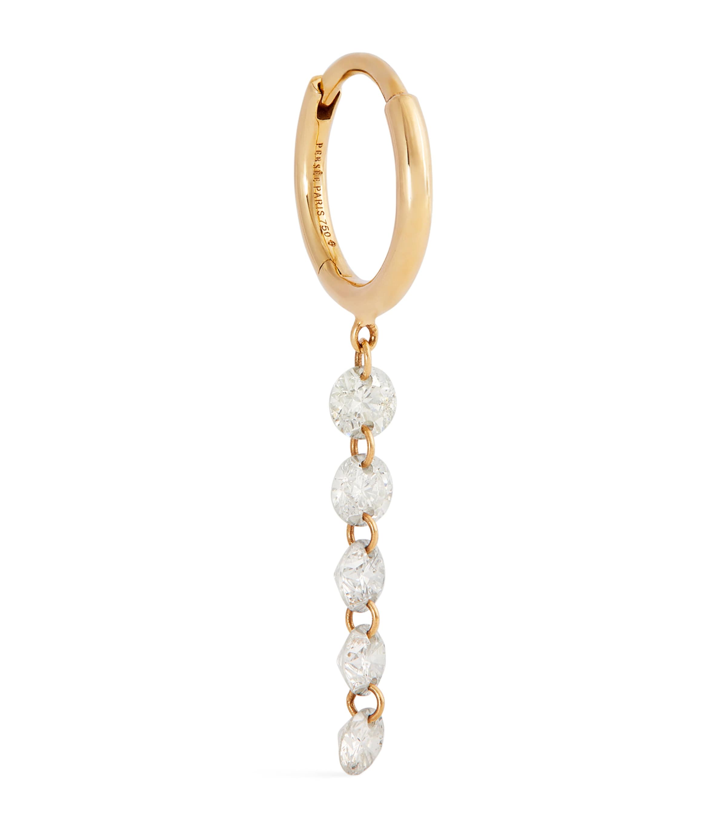 Persée Yellow Gold And Diamond Circle Single Hoop Earring