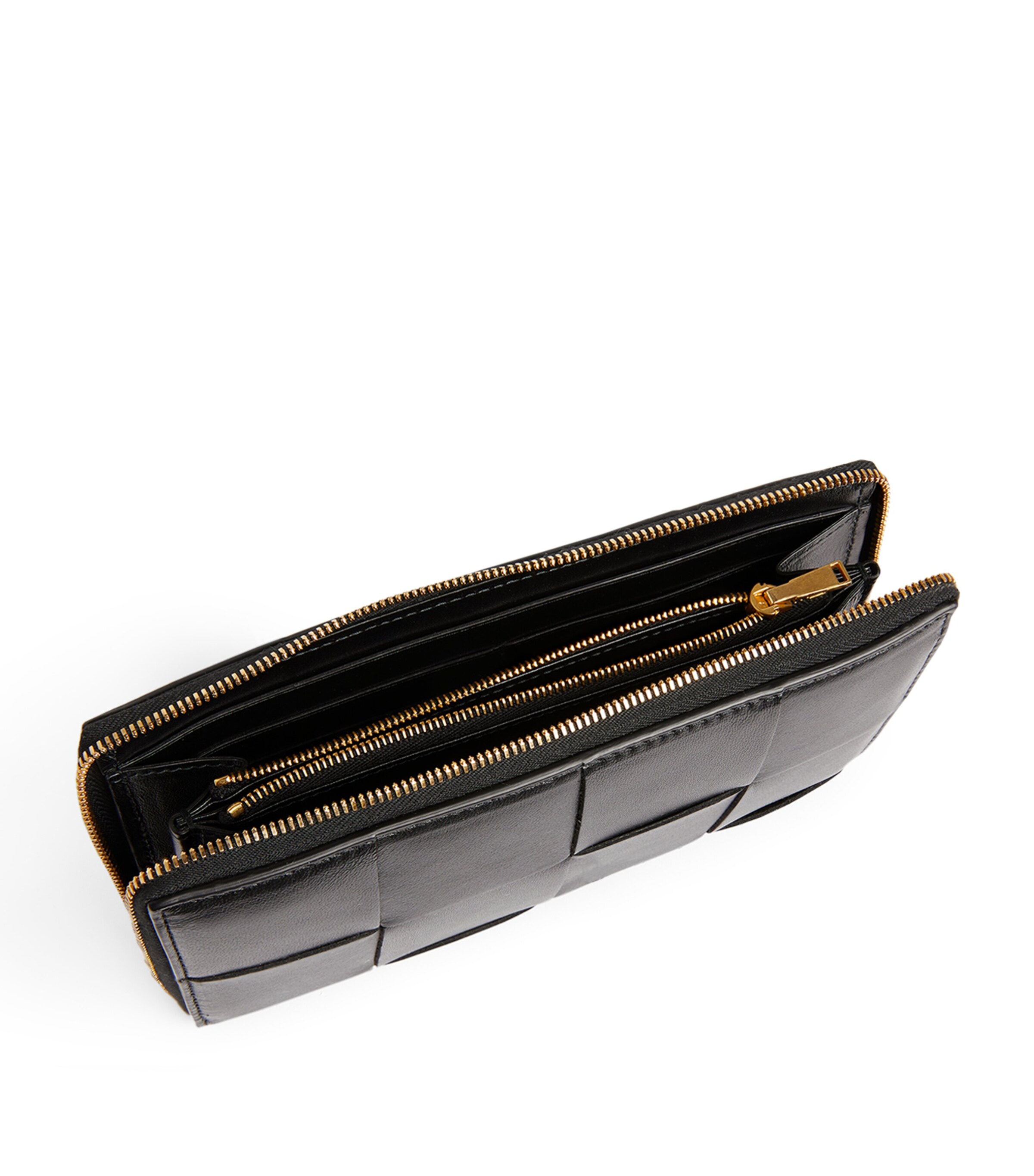 Leather Intreccio Wallet BLACK-GOLD Image 2