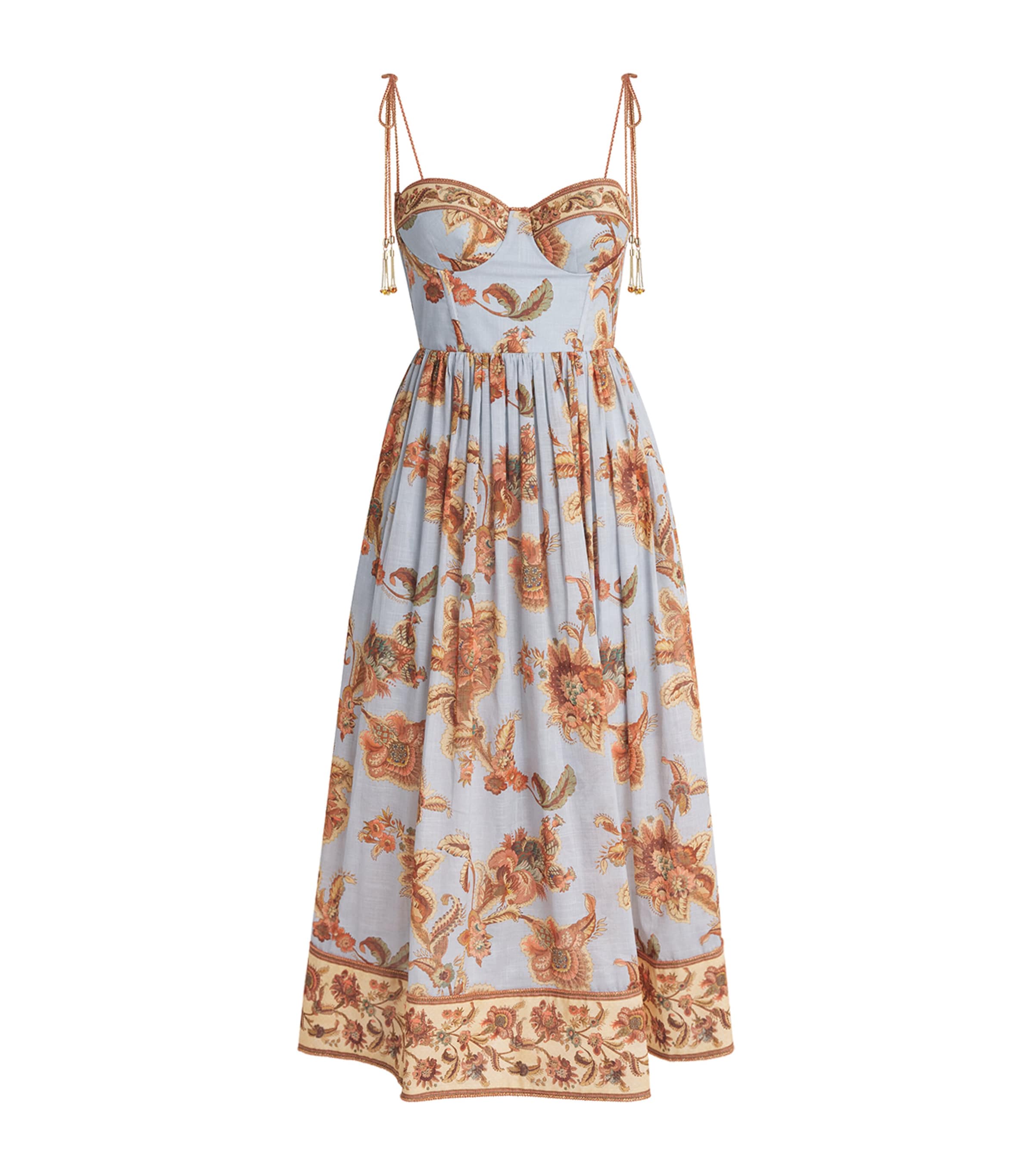 Zimmermann Cotton Paisley Aster Midi Dress Bljb Blue Jacobean