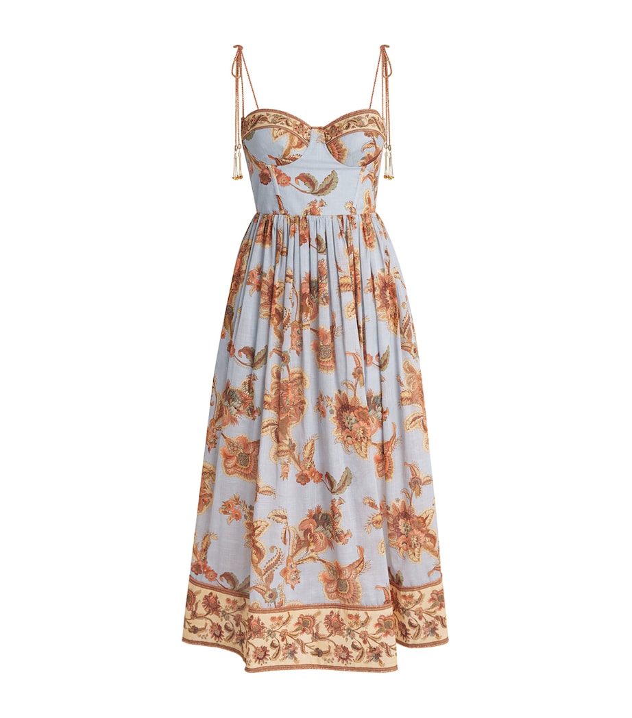 Zimmermann Womens Cotton Paisley Aster Midi Dress Bljb Blue Jacobean Image 1