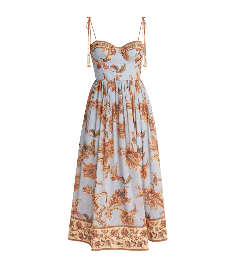 Zimmermann Cotton Paisley Aster Midi Dress Bljb Blue Jacobean