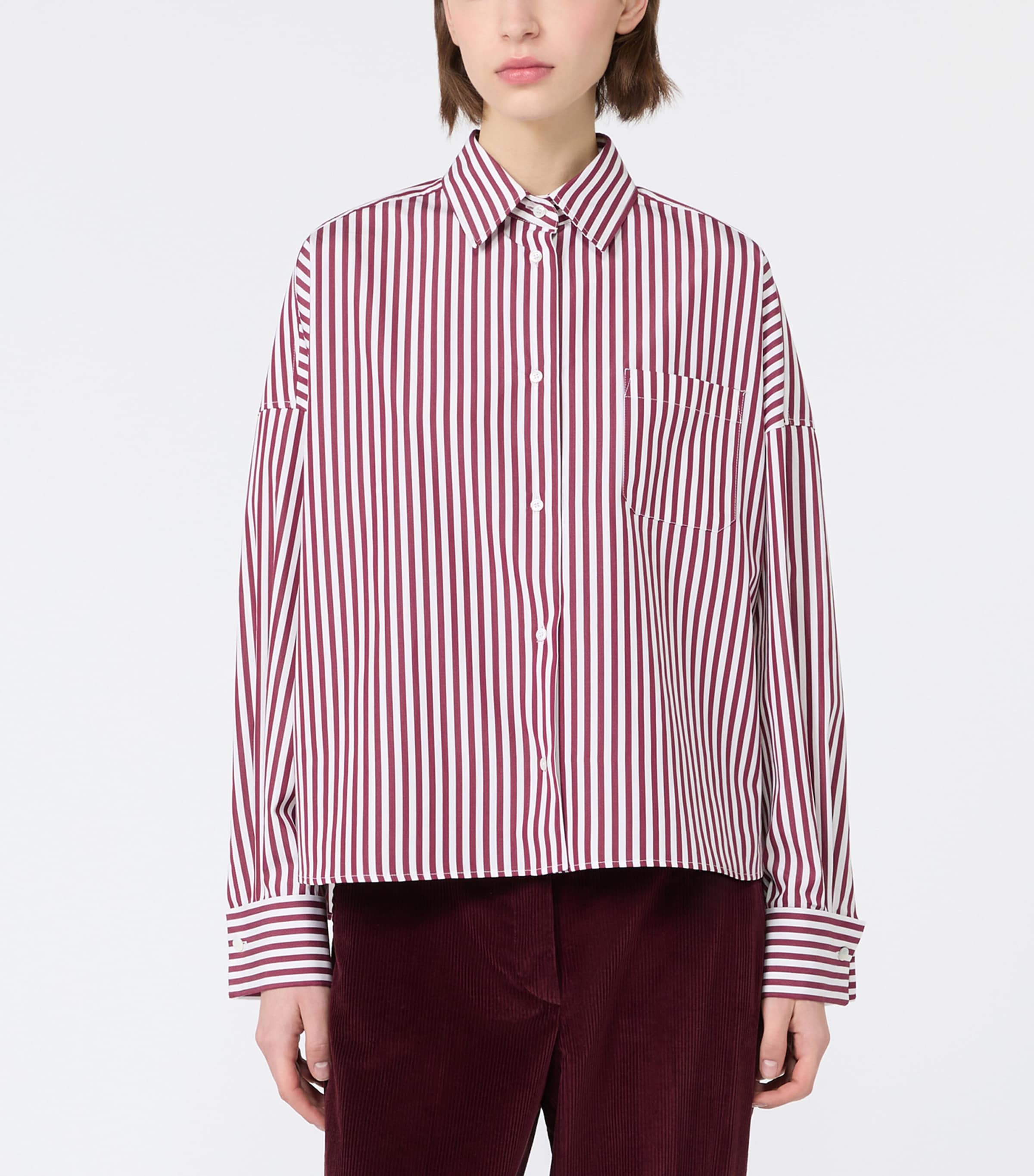 Weekend Max Mara Womens Cotton Stripe Shirt Bordeaux Image 3