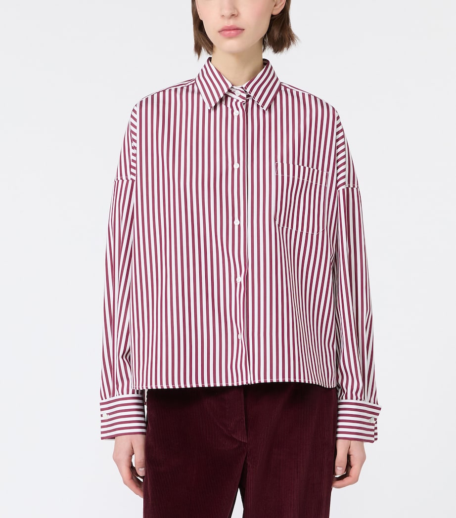 Weekend Max Mara Womens Cotton Stripe Shirt Bordeaux Image 3