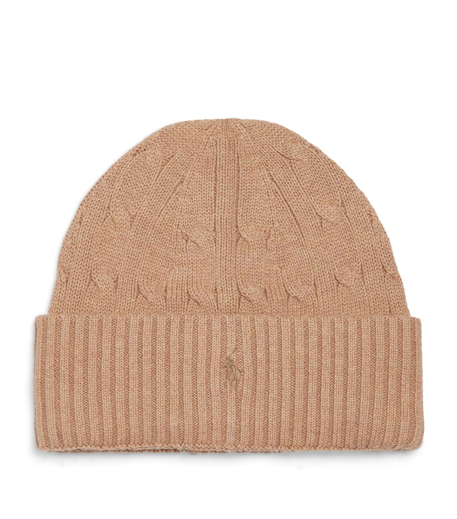 Cotton Mini Logo Beanie (6-9 Years) CAMEL Image 1