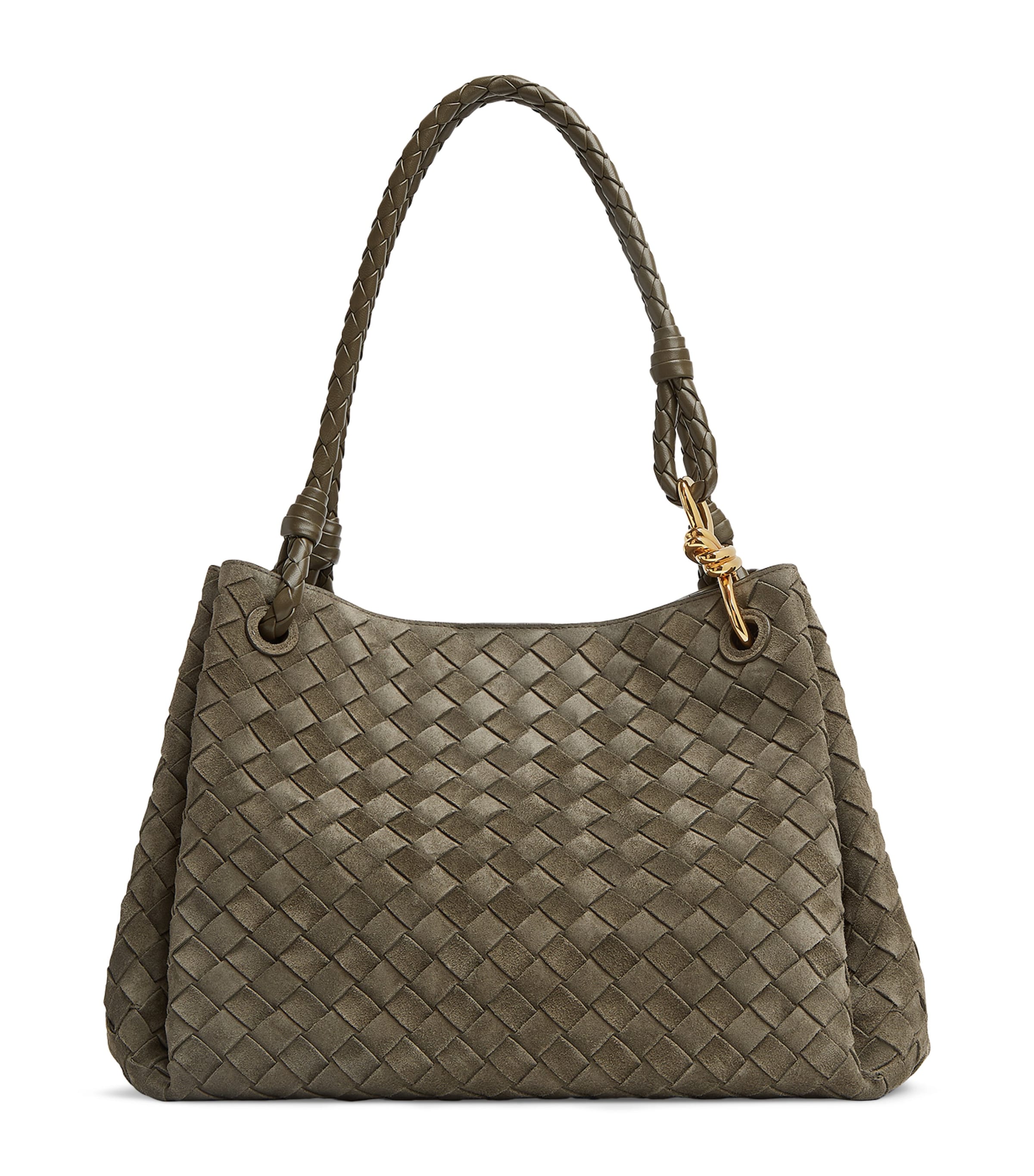 Bottega Veneta Large Suede Parachute Shoulder Bag In Green