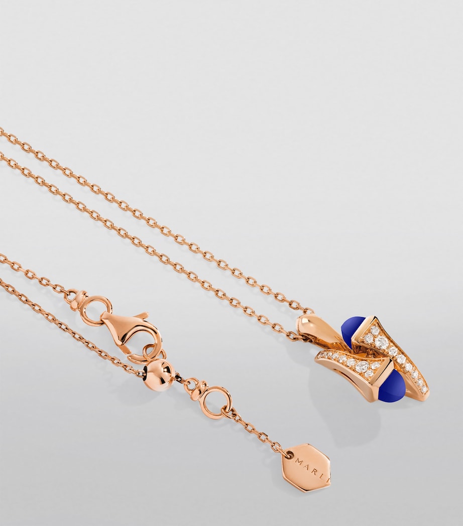 Rose Gold, Diamond and Lapis Lazuli Cleo Necklace ROSE GOLD Image 2