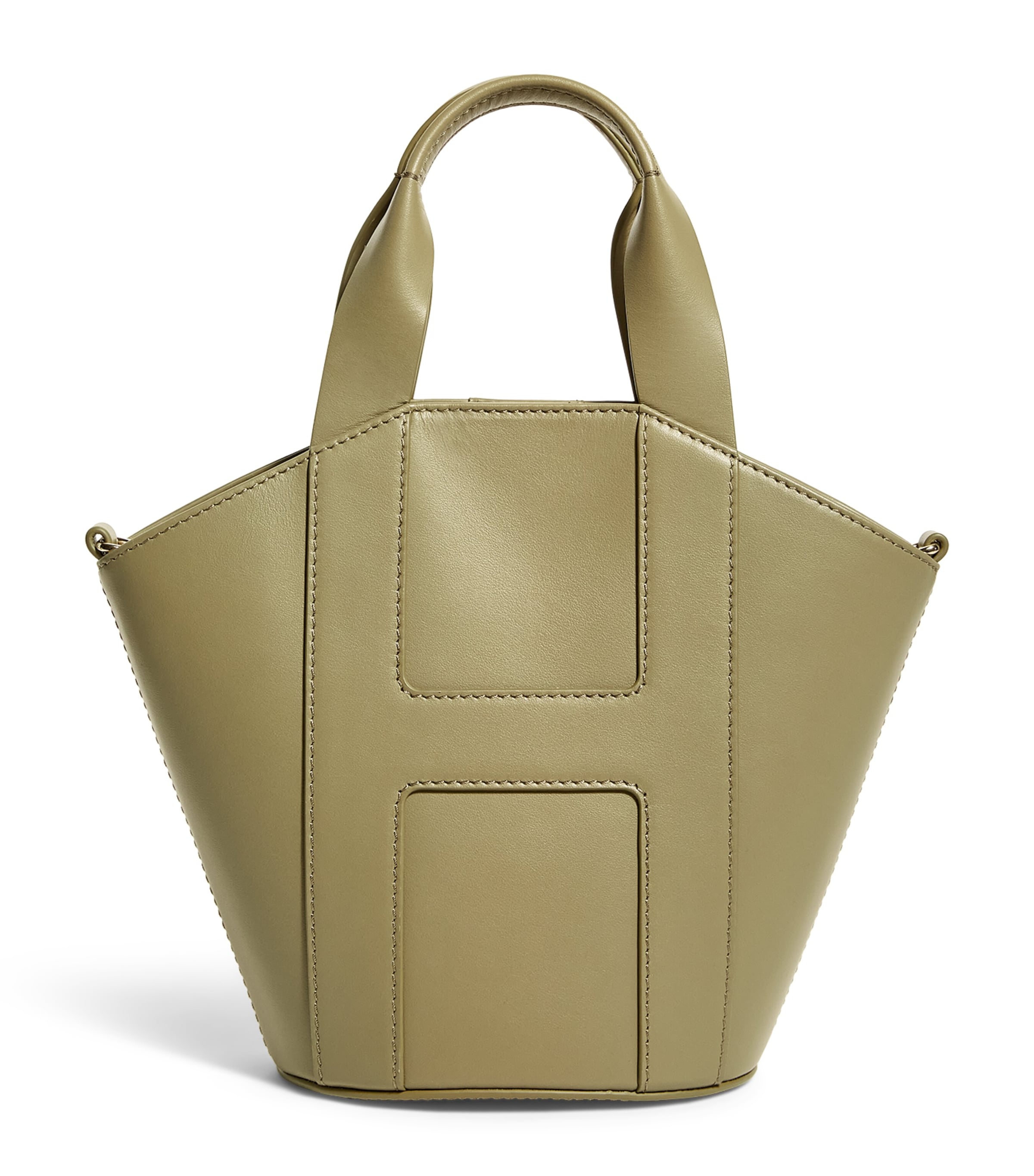 Harrods Grab Leather Tote Bag Olive Image 1